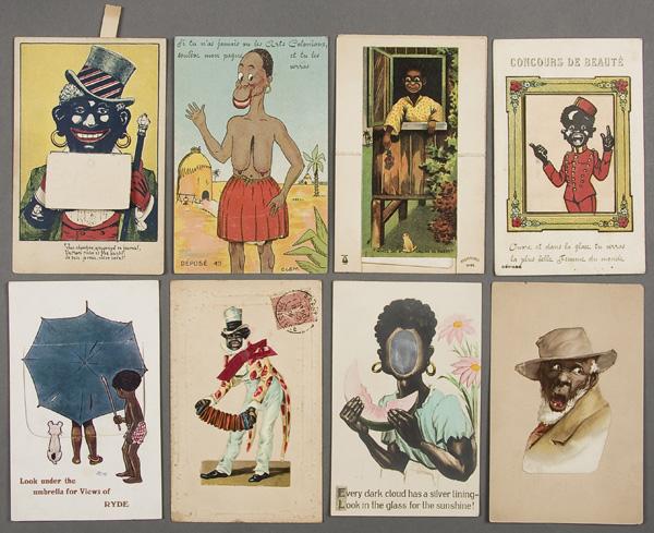 BLACK MEMORABILIA: NOVELTY POSTCARDS: 22 BLACK NOVELTY POSTCARDS early 20th century. Including lift gates, puzzle, applied and embossed lustre. Some postally used. Good to excellent condition.