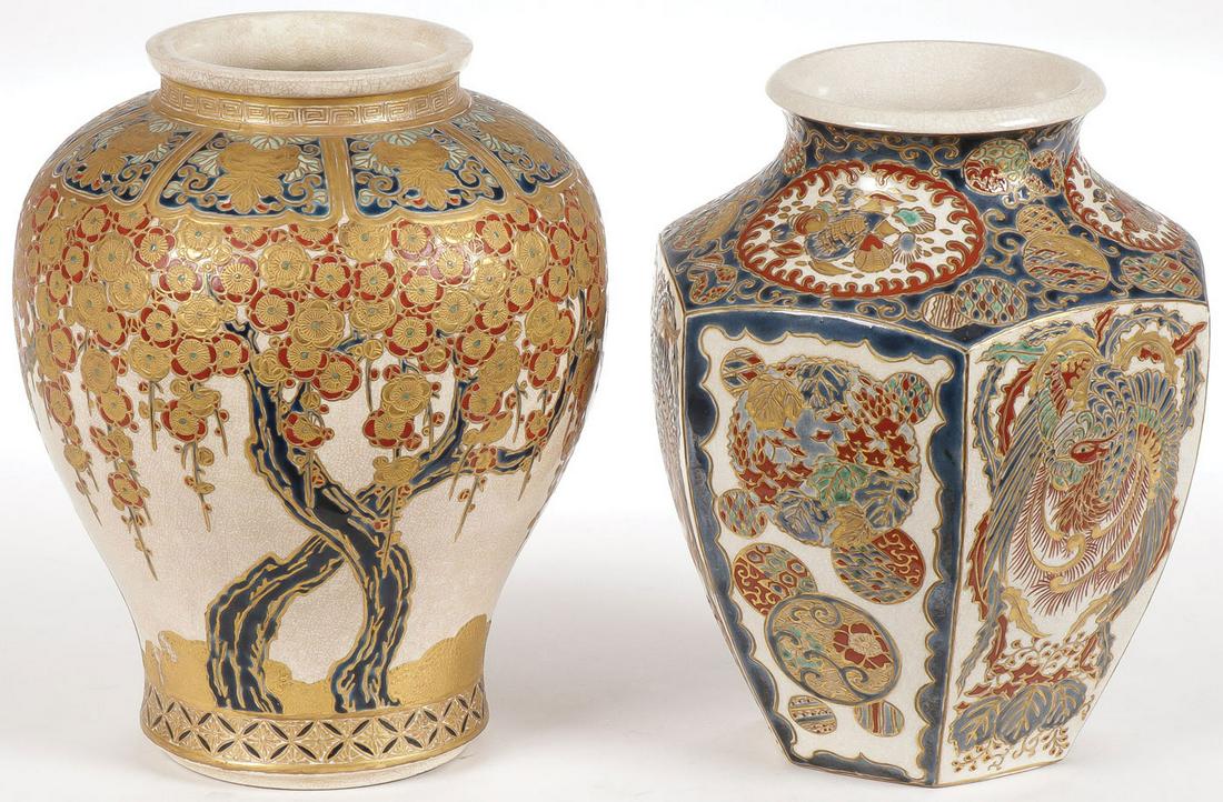 TWO SATSUMA VASES, MEIJI (1 of 3)