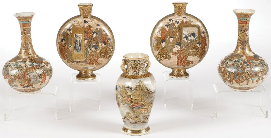FIVE SATSUMA MINIATURE VASES, MEIJI (1 of 5)