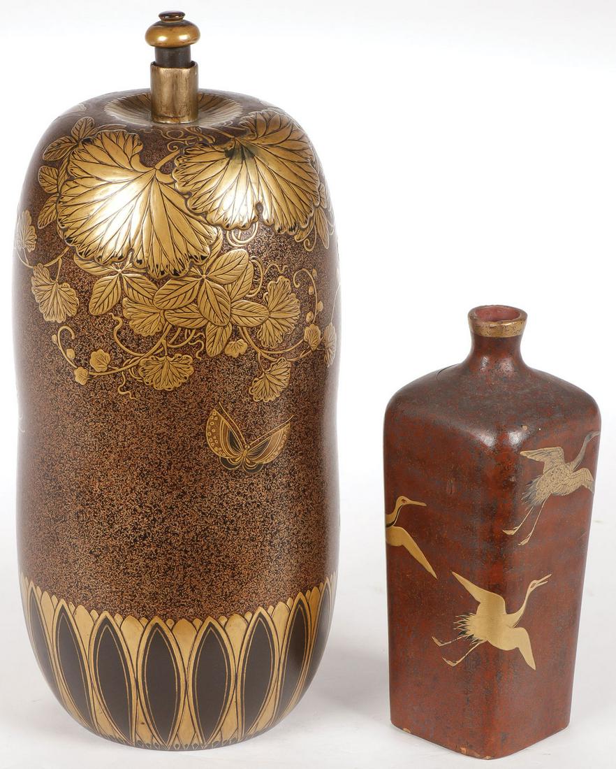 PAIR JAPANESE LACQUER BOTTLES, MEIJI (1 of 1)