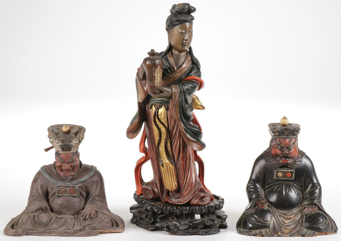 ASIAN CARVED WOOD GROUP 19TH C (1 of 2)
