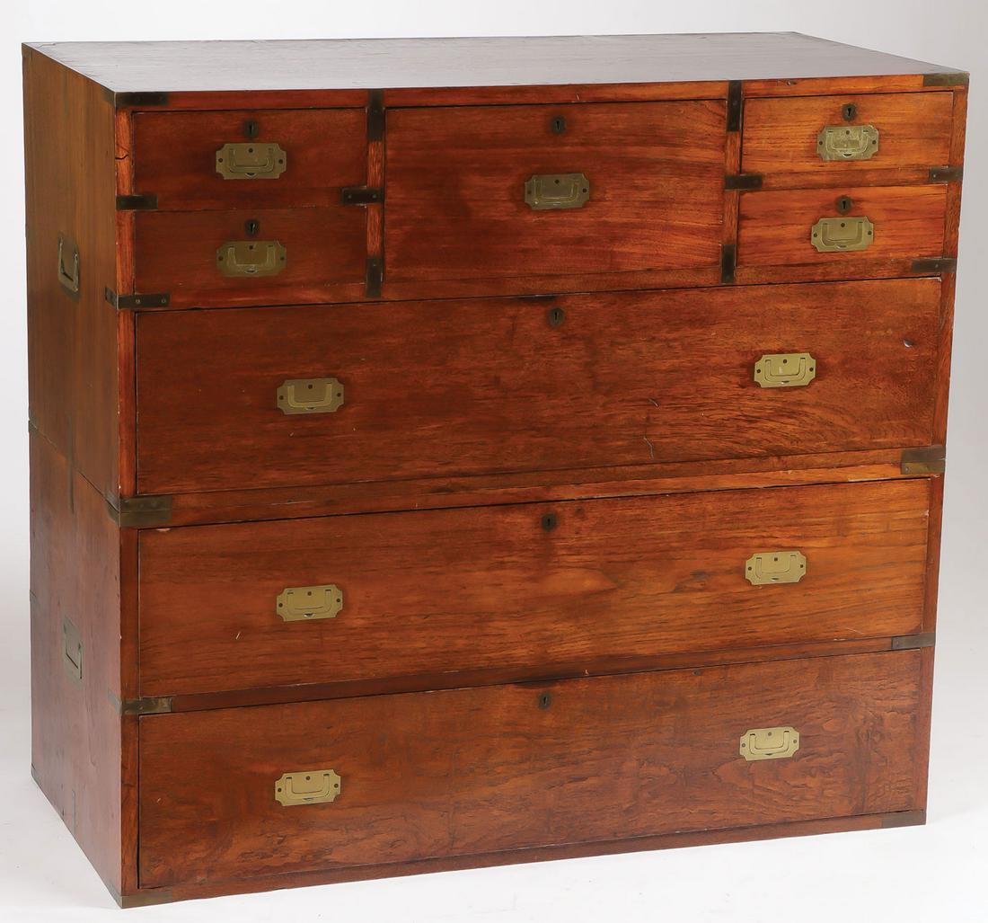 BRASS MOUNTED CAMPAIGN CHEST, 19TH C (1 of 1)