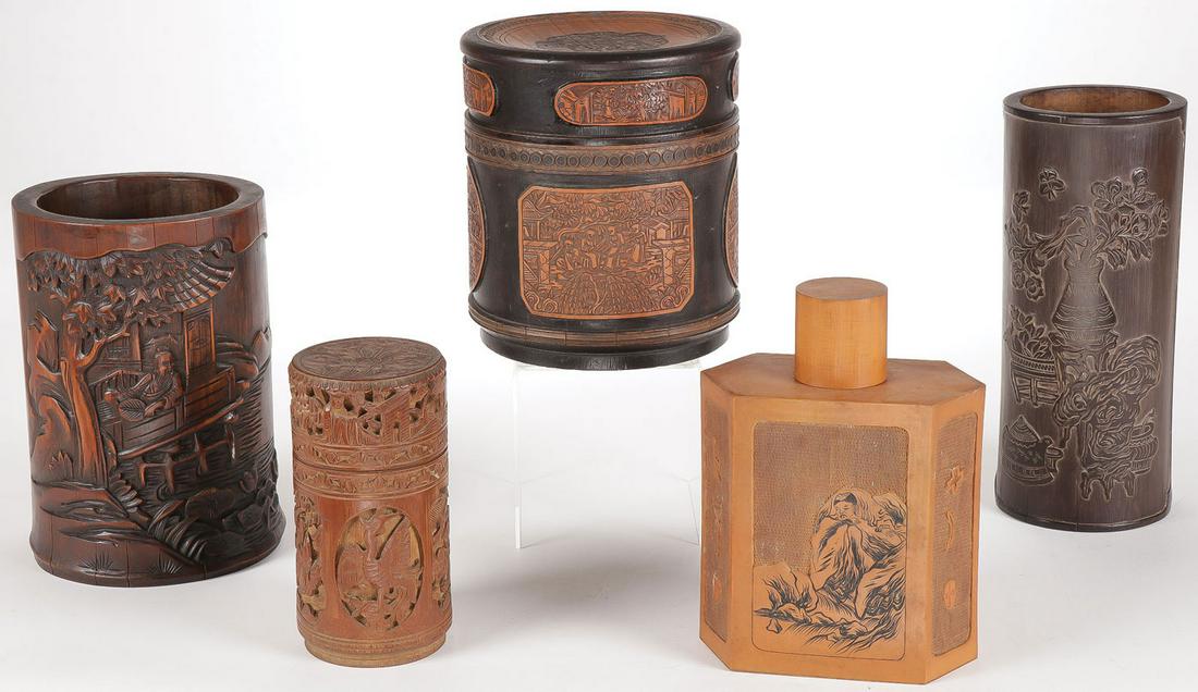 CHINESE CARVED BAMBOO CONTAINERS (1 of 2)