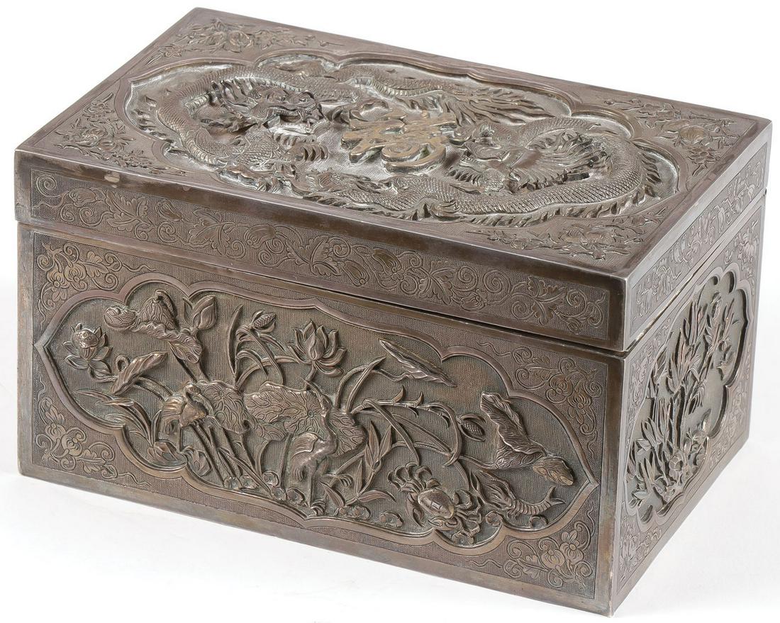 CHINESE EXPORT SILVER CIGAR BOX (1 of 3)