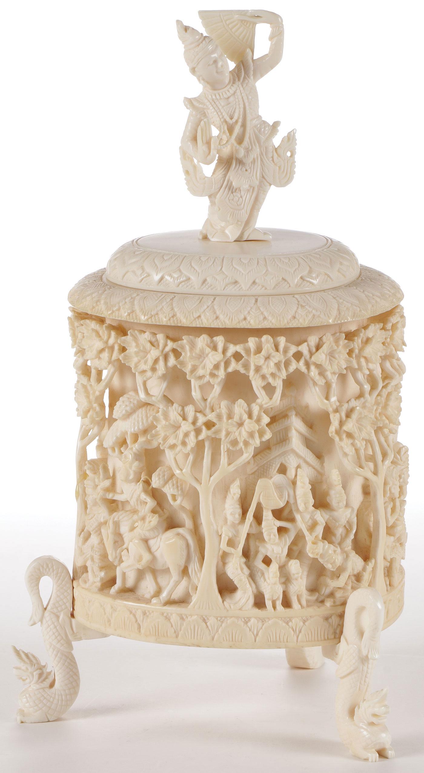 CHINESE OR THAI CARVED BOX, C. 1920 (1 of 2)