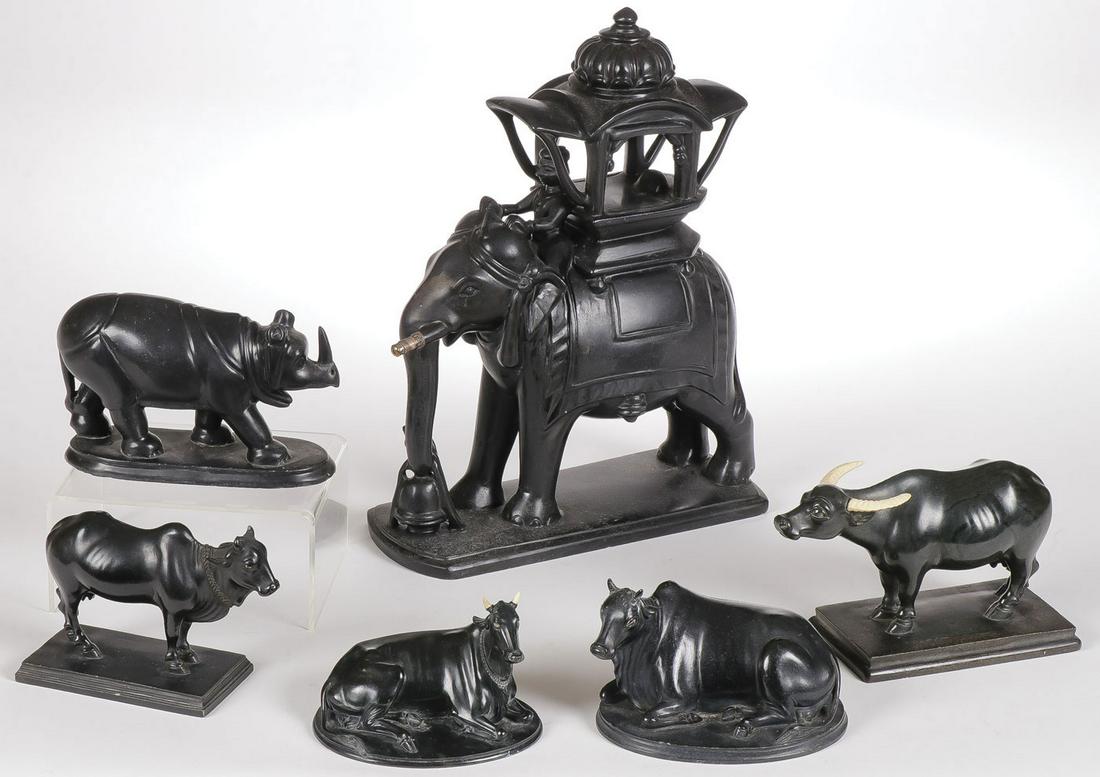 GROUP OF CARVED STONE ANIMALS, INDIA C. 1920 (1 of 3)