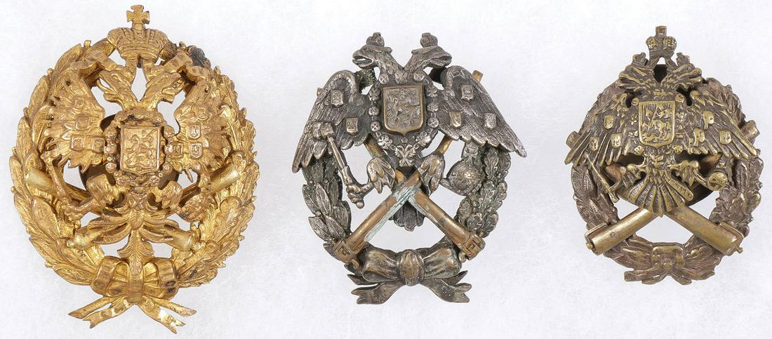 3 IMPERIAL RUSSIAN ARTILLERY GRADUATION BADGES (1 of 2)