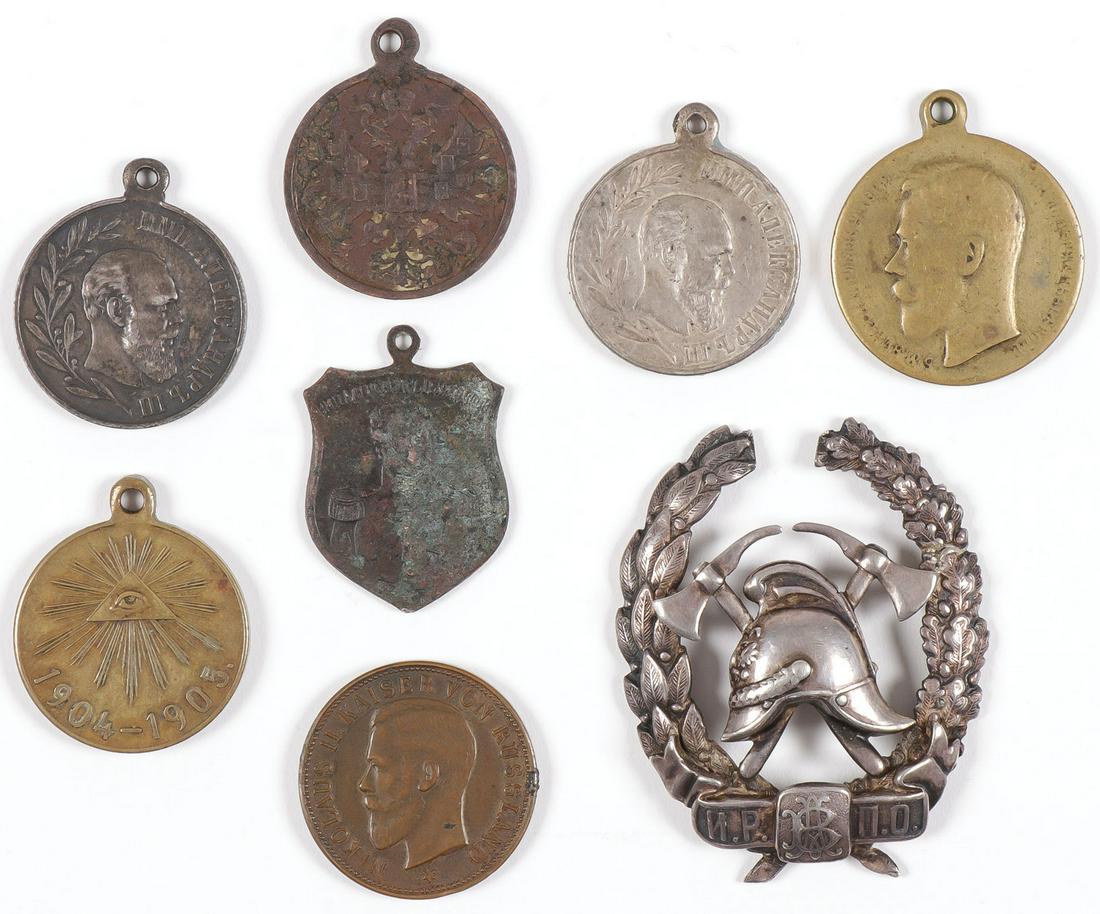 SEVEN IMPERIAL RUSSIAN MEDALS & BADGE 1864-1915 (1 of 2)