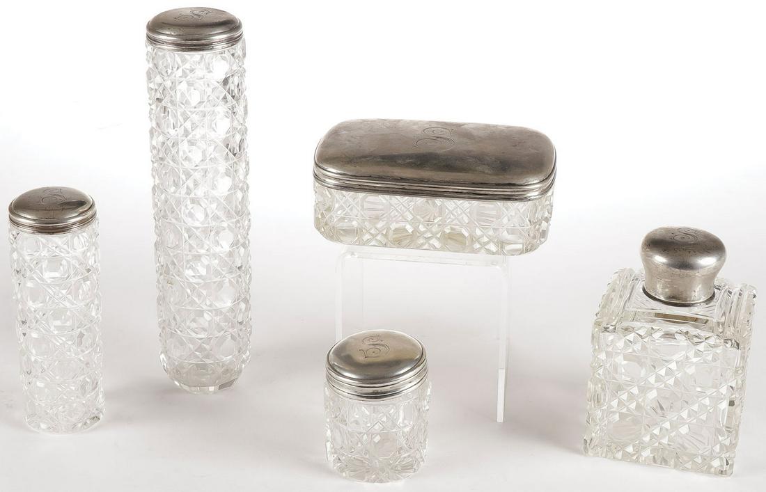 RUSSIAN SILVER AND CUT-GLASS DRESSER SET (1 of 2)