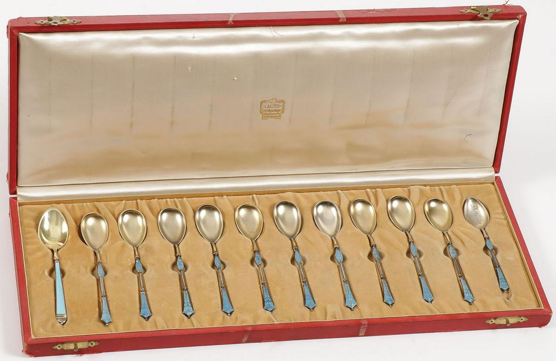 SILVER AND ENAMELED SPOONS RETAILED BY CARTIER (1 of 4)