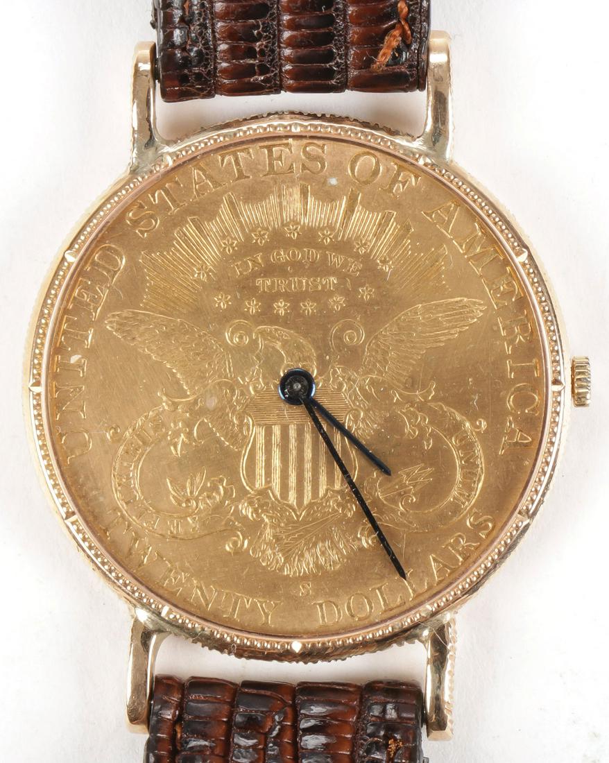 CORUM GOLD WATCH W/ $20 GOLD PIECE (1 of 4)