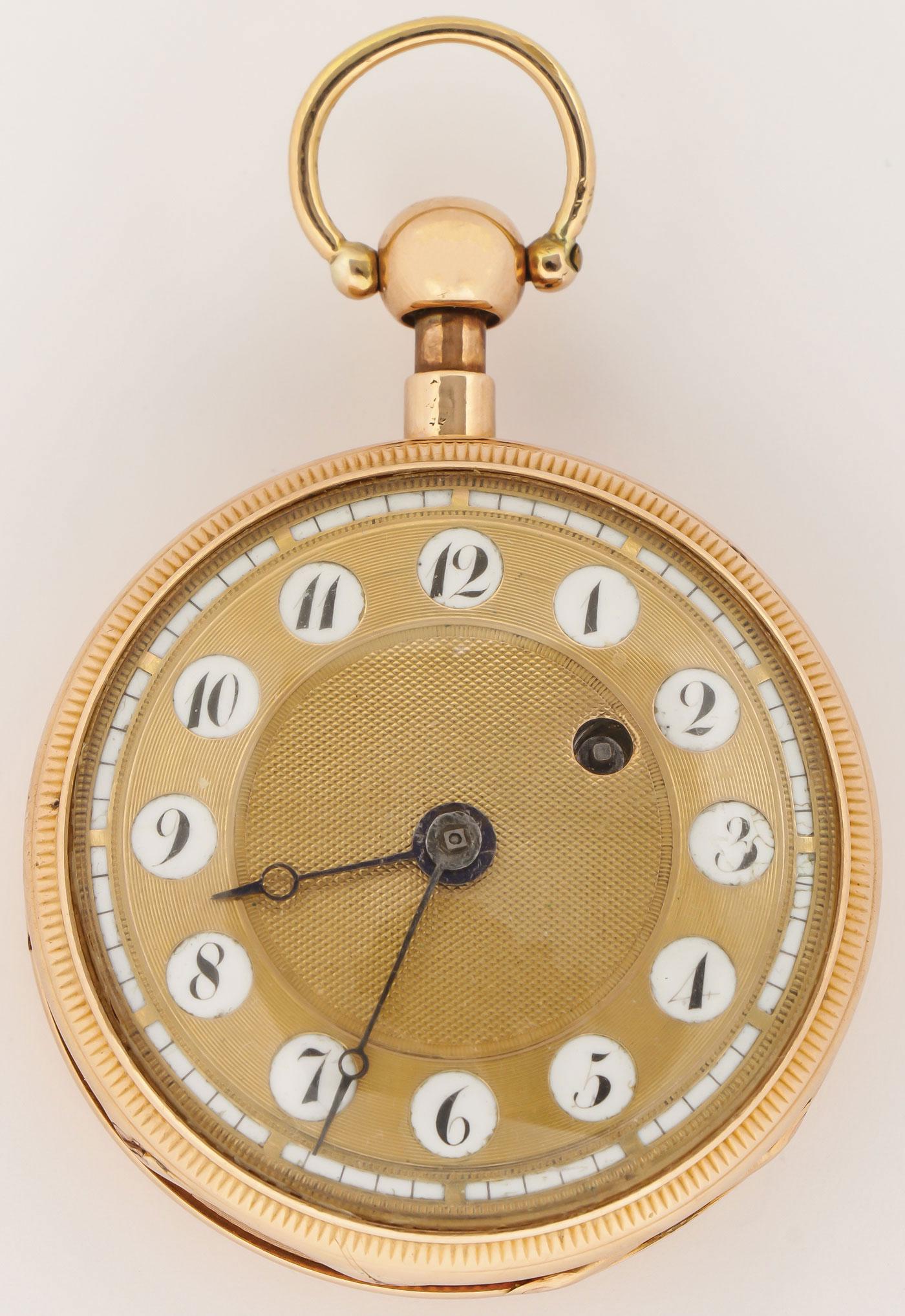 FINE LADIES 18 KARAT GOLD OPEN FACE POCKET WATCH (1 of 3)