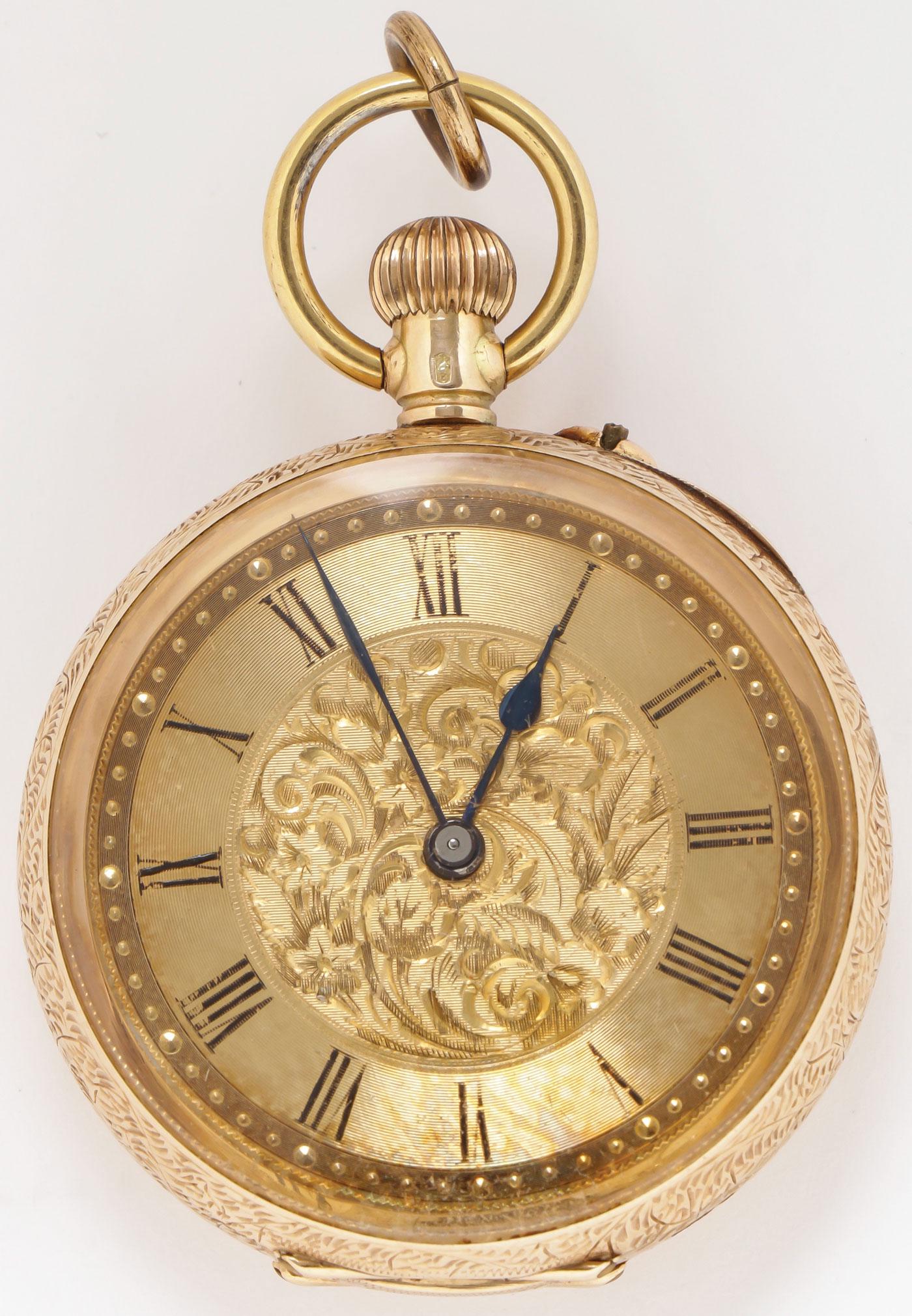 Ladies Solid Gold Alpine Swiss Pocket Watch