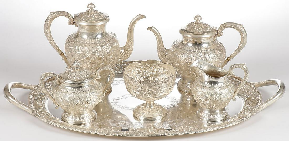 BEAUTIFUL S KIRK & SON "REPOUSSE" STERLING SERVICE (1 of 4)