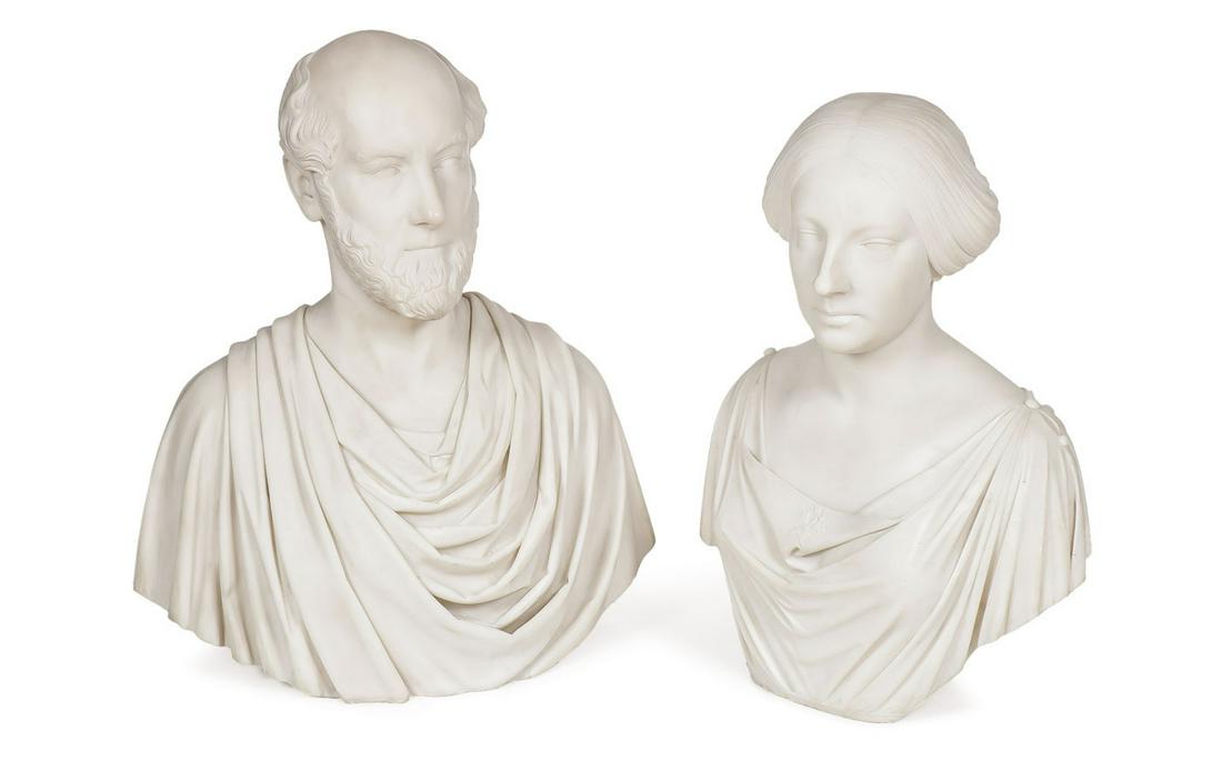 A PAIR OF AMERICAN MARBLE BUSTS C. 1850 (1 of 11)