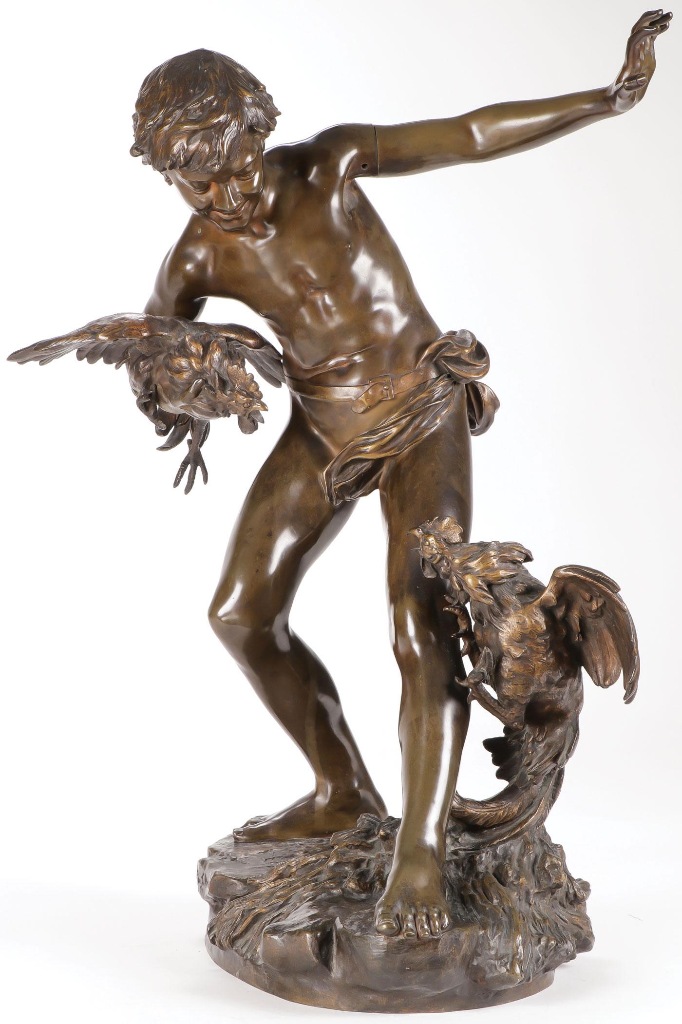 PAUL CHEVRE SIGNED BRONZE, THE COCKFIGHT (1 of 3)
