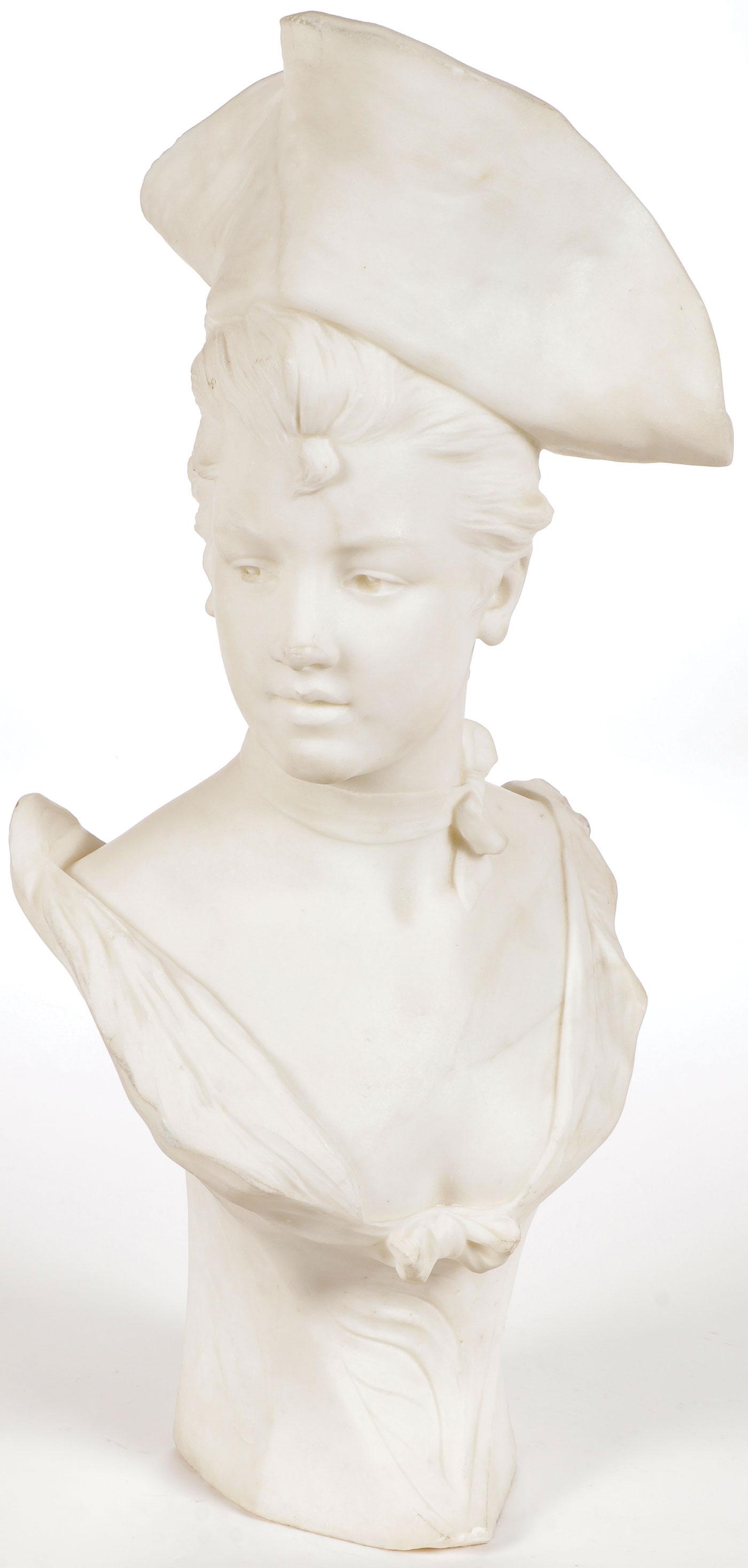 19TH CENTURY CARVED MARBLE BUST OF BEAUTY (1 of 4)
