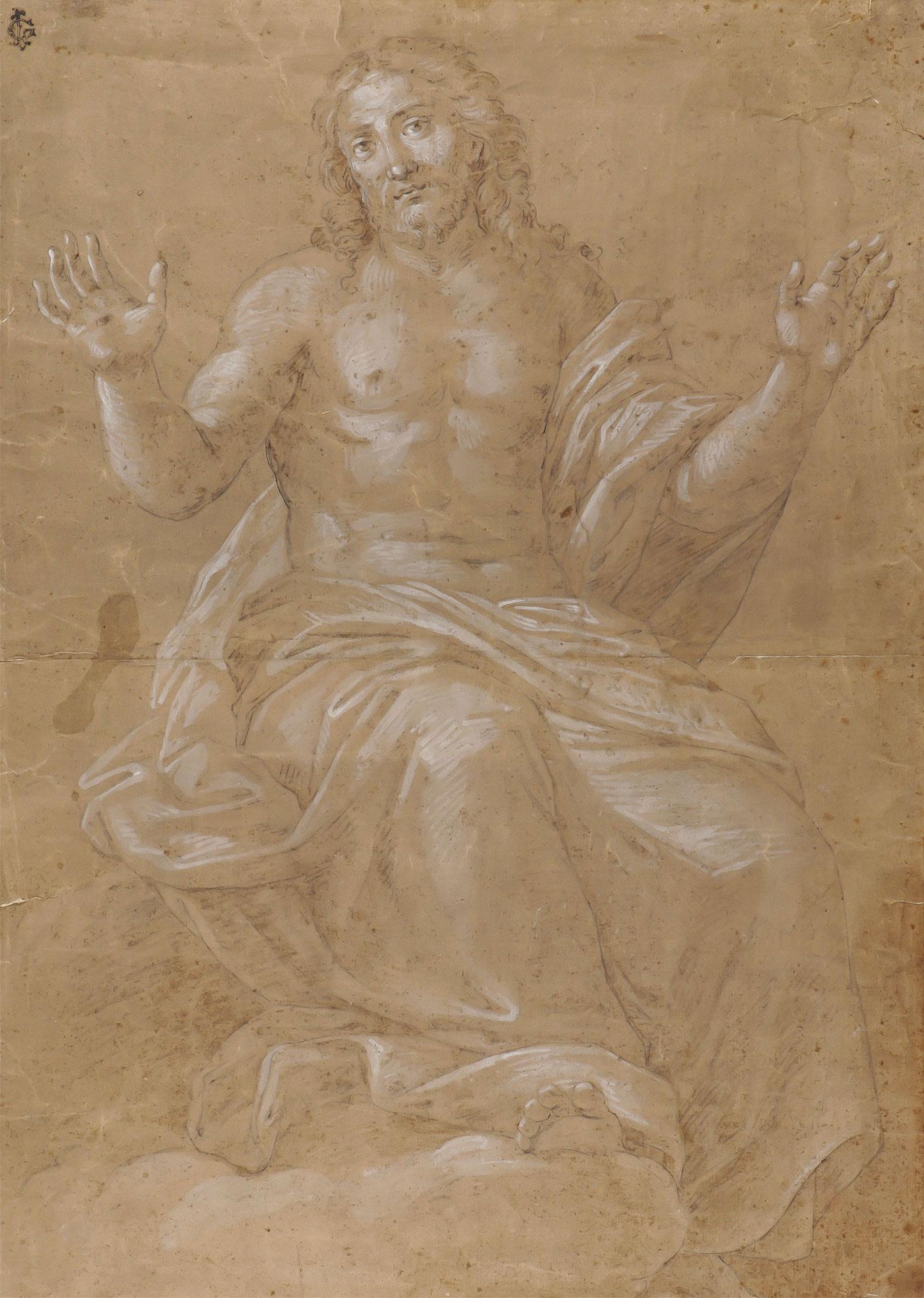 LARGE OLD MASTER STYLE DRAWING OF CHRIST (1 of 4)