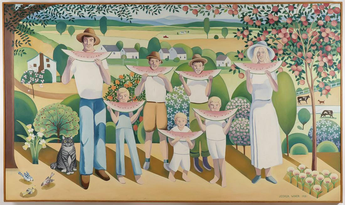 LARGE MODERN AMERICAN REGIONALIST MURAL (1 of 3)