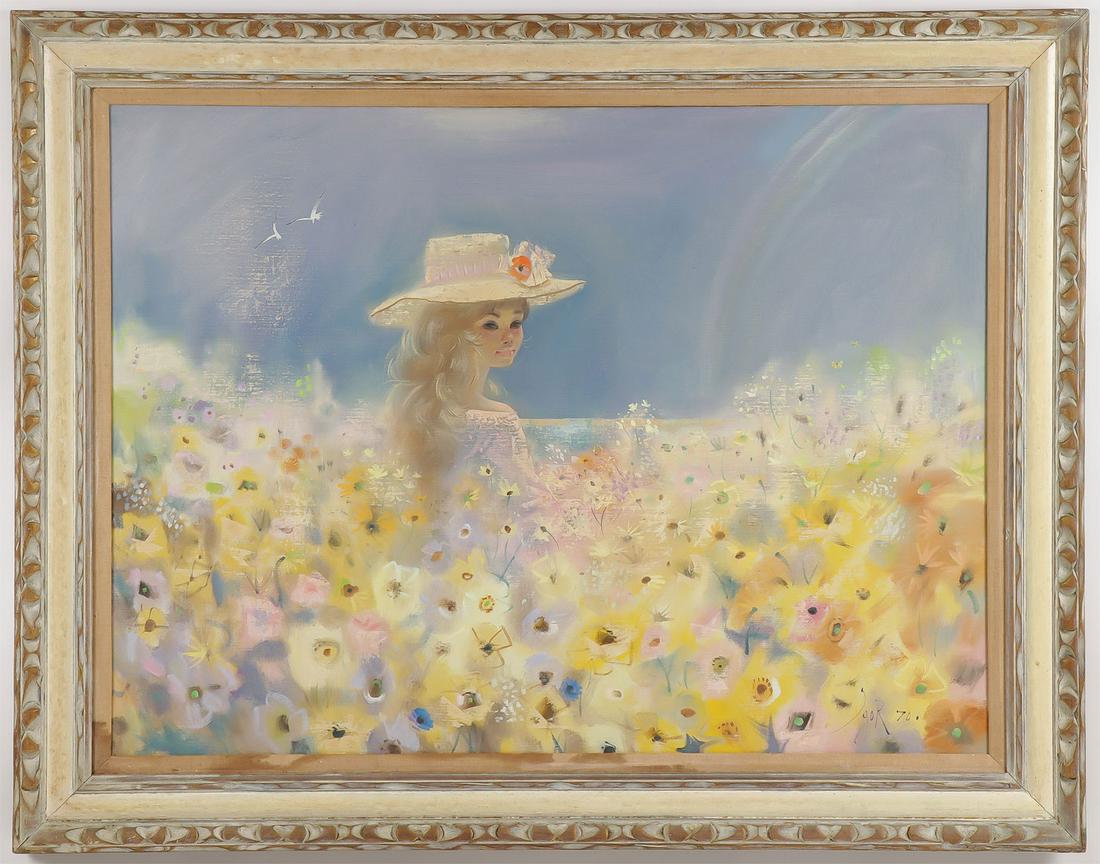IGOR PANTUHOFF OIL ON CANVAS GIRL W FLOWERS (1 of 4)