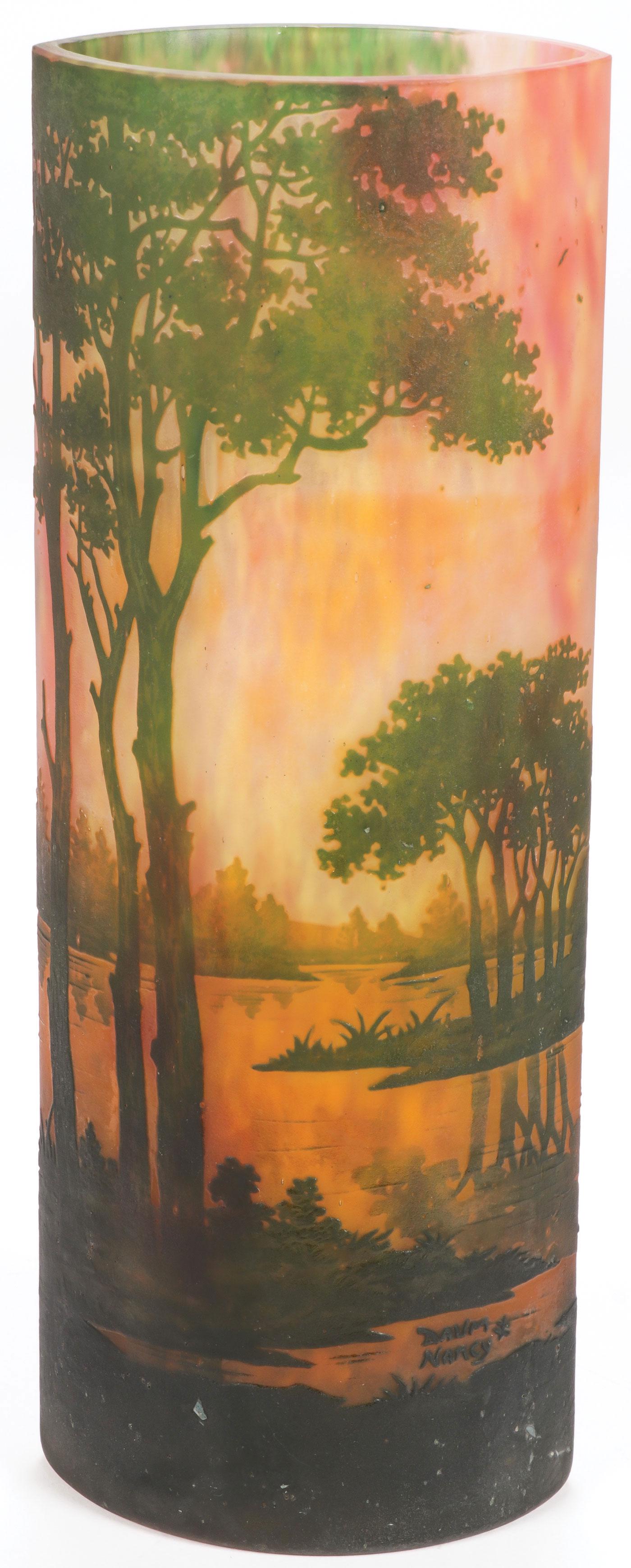 DAUM NANCY AUTUMN SCENE VASE, C. 1910 (1 of 3)