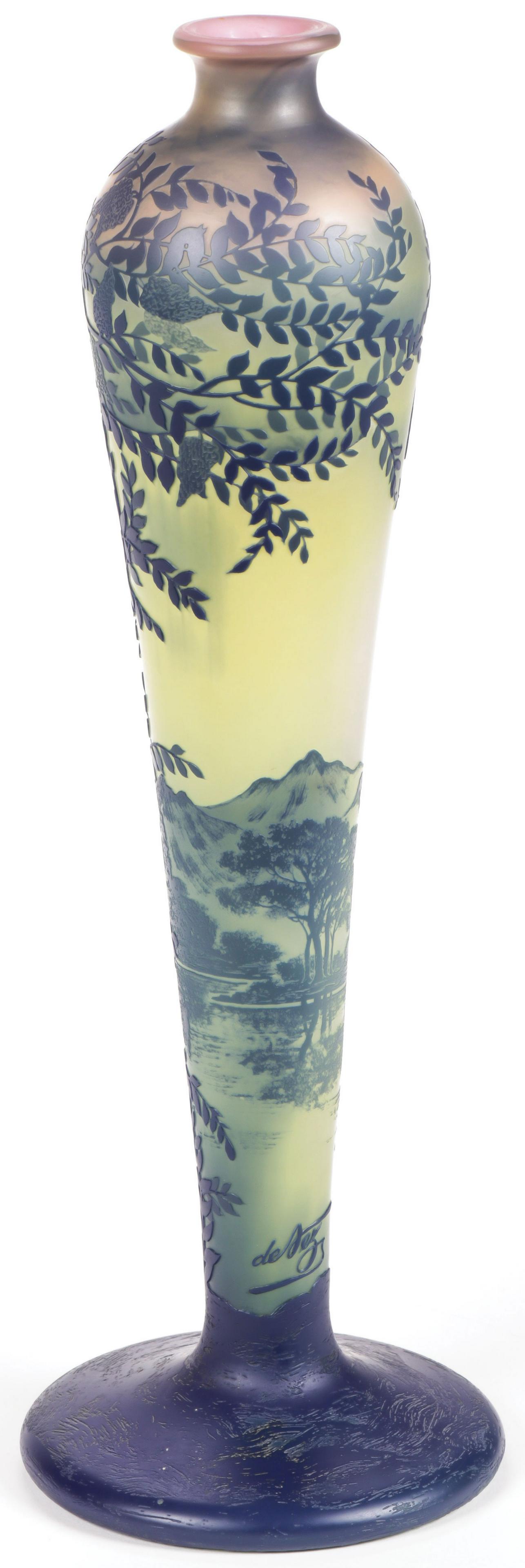 DEVEZ FRENCH CAMEO GLASS VASE, C. 1915 (1 of 3)