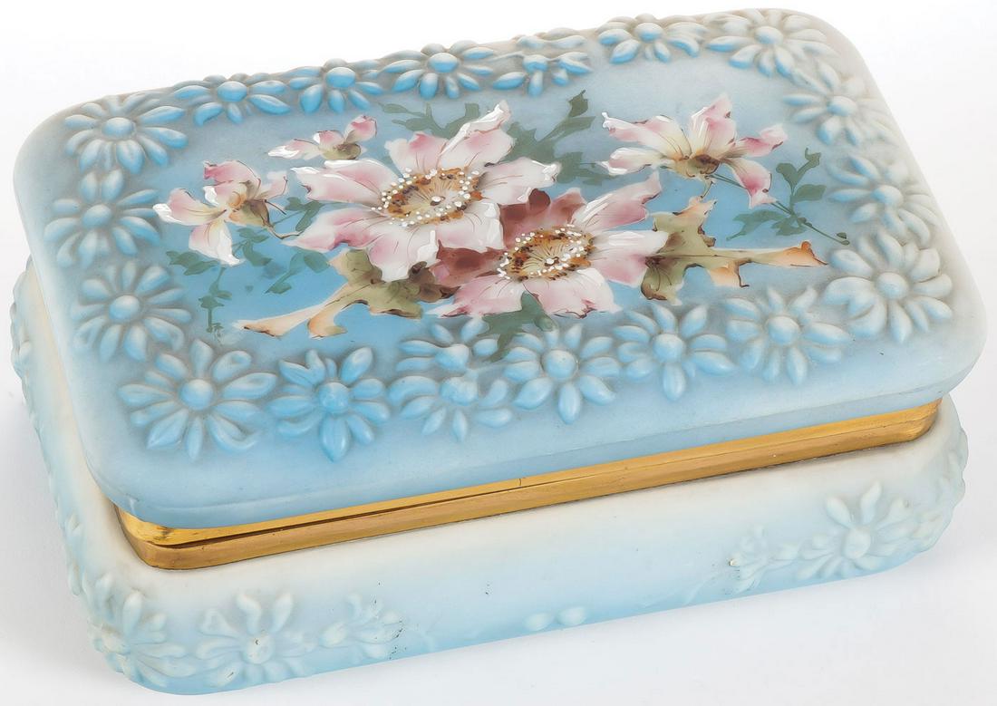 ATTRACTIVE C.F. MONROE WAVE CREST GLASS GLOVE BOX (1 of 2)