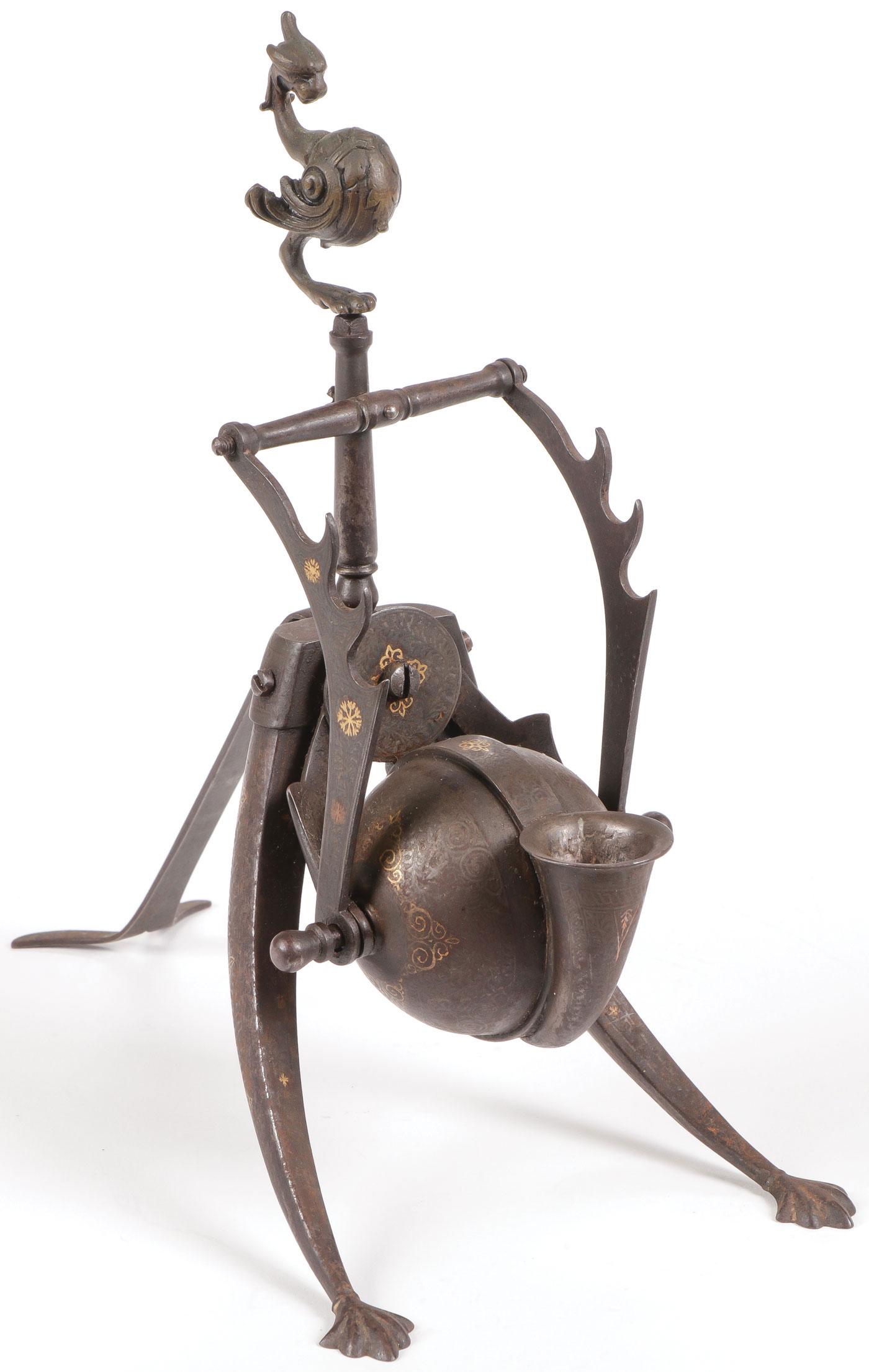 AN INDO-PERSIAN KOFTGARI INKWELL 19TH C (1 of 2)