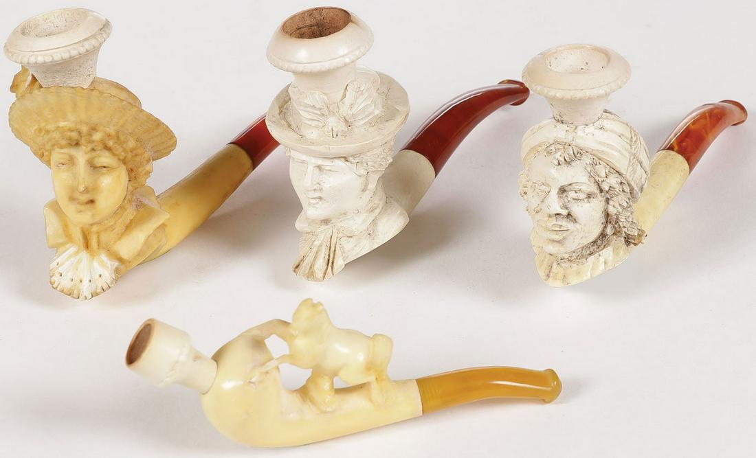 CASED MEERSCHAUM PIPE GROUP 19TH C (1 of 2)