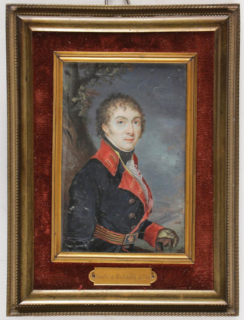 FRENCH MINIATURE MILITARY PORTRAIT 19TH C (1 of 2)
