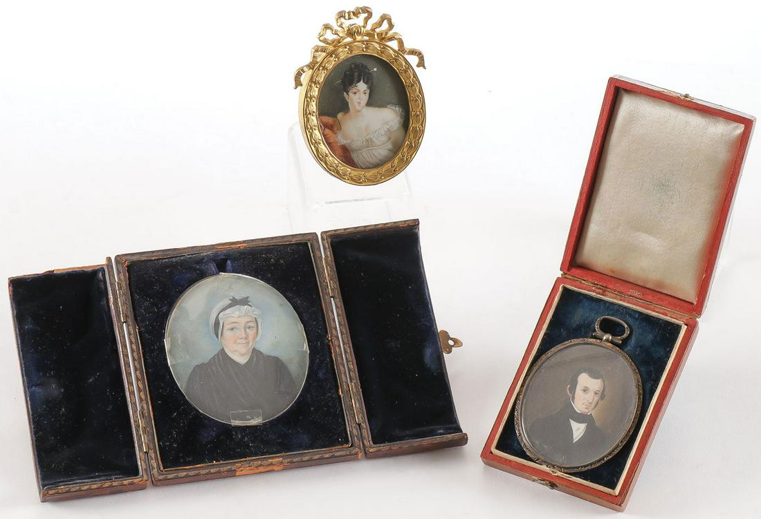 THREE MINIATURE PORTRAITS 19TH C (1 of 2)