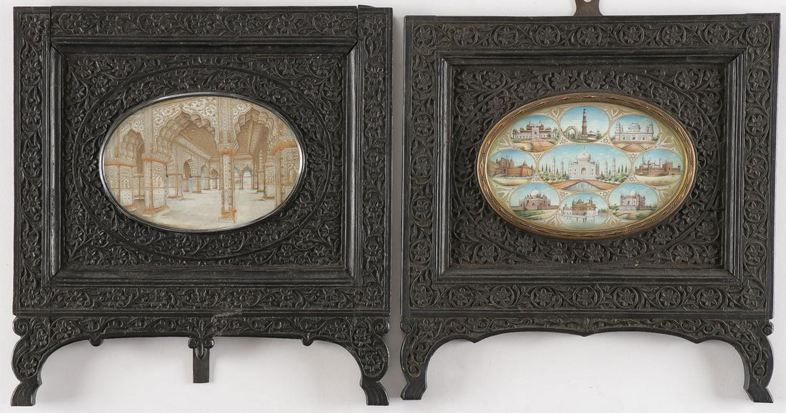 PAIR OF TAJ MAHAL PAINTINGS 19TH C (1 of 4)