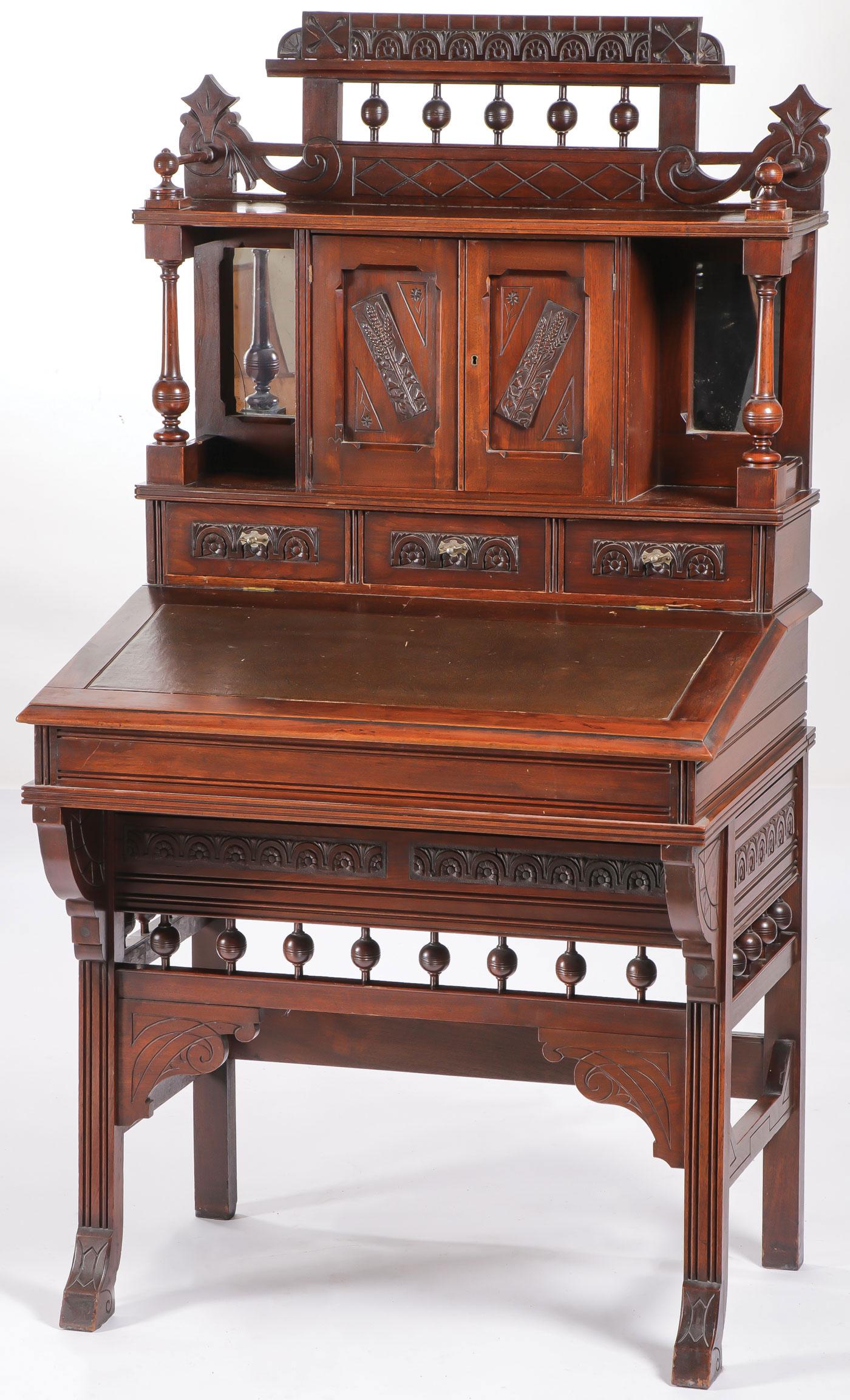 A VICTORIAN EASTLAKE STYLE WRITING DESK (1 of 4)