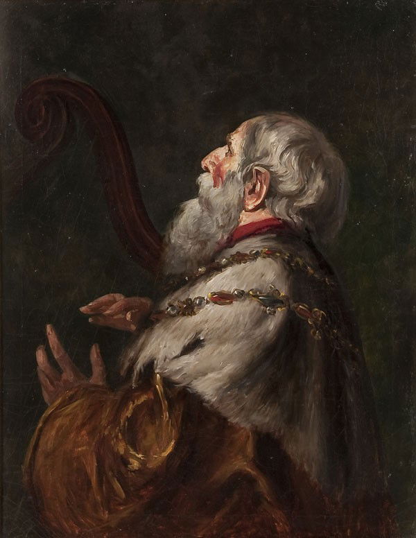 OIL PAINTING OF KING DAVID AFTER RUBENS: AFTER PETER PAUL RUBENS (1577-1640) AND JAN BOECKHORST (1604-1668), King David Playing the Harp - circa 1890-1925, Oil on canvas, 32.25 inches x 25 inches.