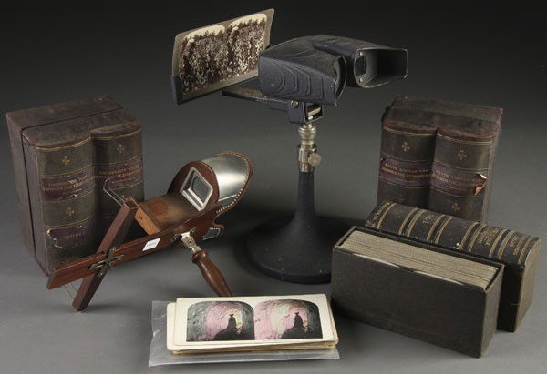 UNDERWOOD STEREOVIEW LIBRARY: AN UNDERWOOD STEREOVIEW LIBRARY circa 1900, real photo views comprising a caset set (Vol. 1 & 2) "Underwood Tours", a cased set (Vol. 1 & 2) "South African War" and a cased set (Vol. 1) "World War" to