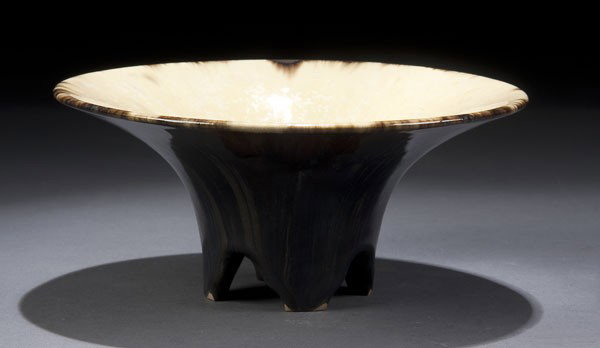 FULPER ART POTTERY BOWL: A FULPER ART POTTERY BOWL, early 20th century, with flared rim raised on four legs, impressed oval mark. Diameter 7.5 inches.