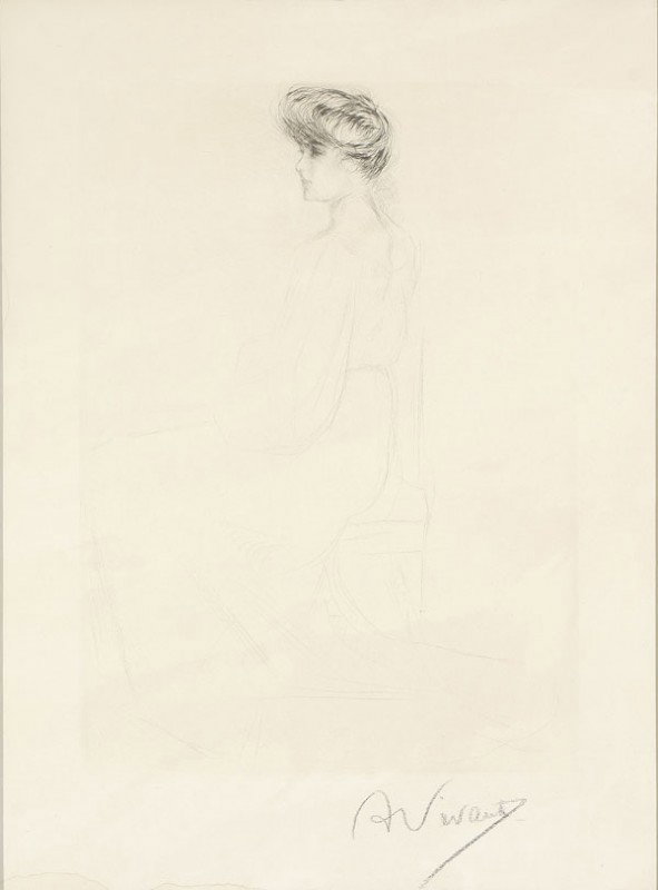 3 WORKS ON PAPER: A GROUP OF THREE WORKS ON PAPER including a Gibson style girl, indistinguishably signed lower right, 15 inches x 10.75 inches; a Picasso-esque style etching titled Lost Ungraceful lower left and signe