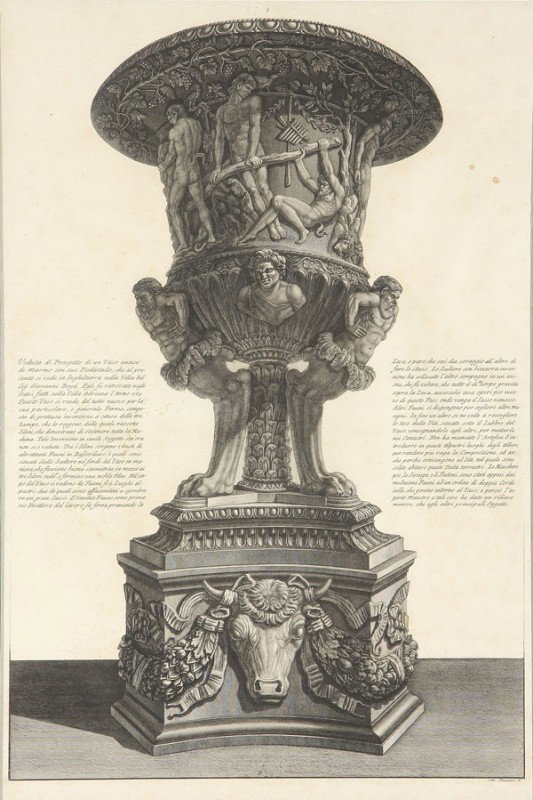PIRANESI PAIR OF ENGRAVINGS: FRANCESCO PIRANESI (Italian 1758-1810). Antique Vases, a pair of engravings in matching glazed frames. Image size 28.75 x 18.1 inches (73 x 46 cm)