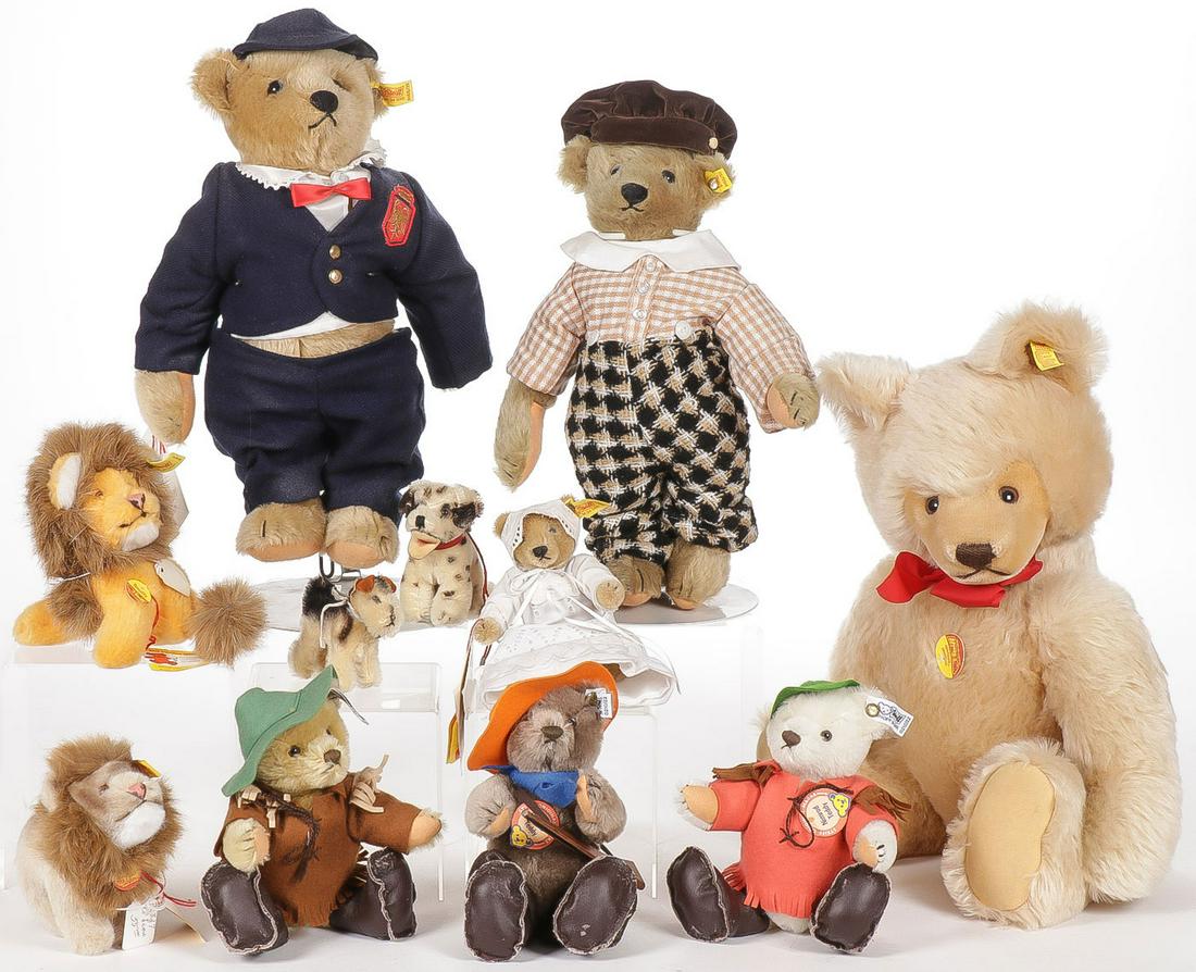 GROUP LOT VINTAGE STEIFF ANIMALS: GROUP LOT VINTAGE STEIFF ANIMALS. Comprising 11 individual examples including mostly bears, the largest height 18 inches. SHIPPING NOTICE: Jackson's is your sole and only source for one stop packing a