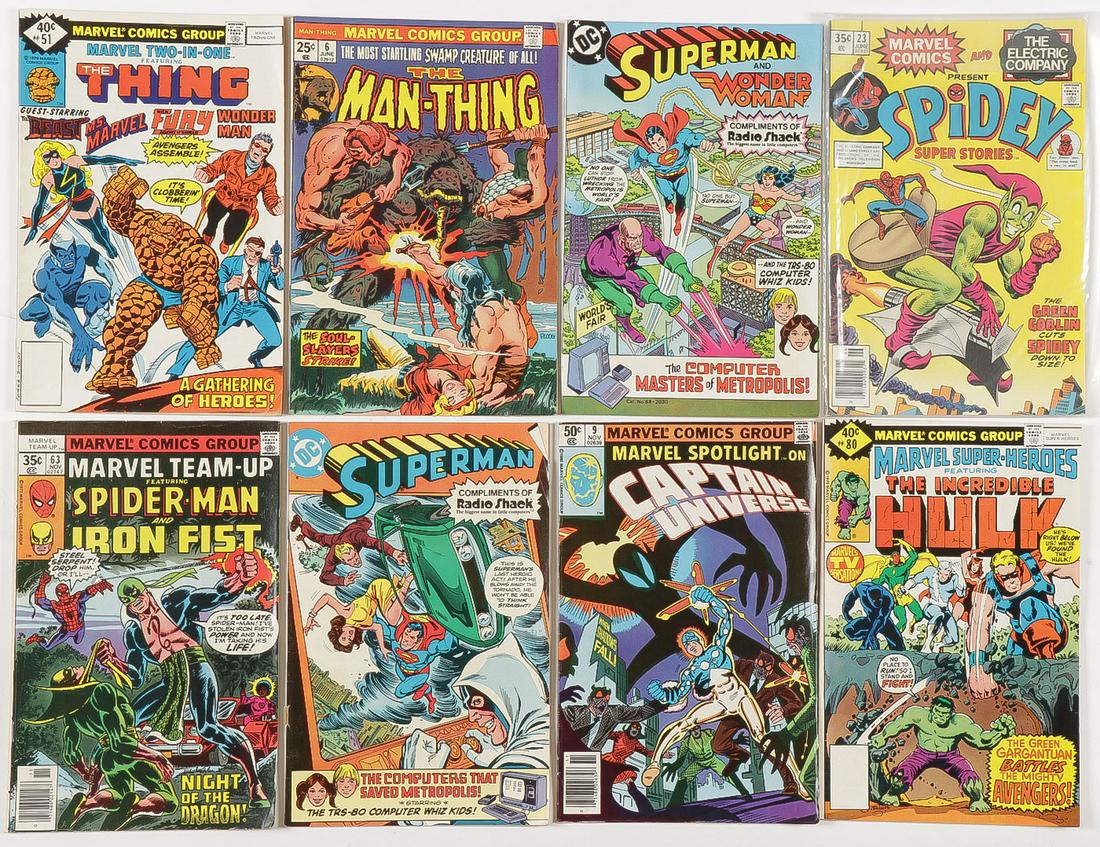 180 VINTAGE COMIC BOOKS: 180 VINTAGE COMIC BOOKS. Comprising a large variety including DC, Marvel and others. Including Superman, Batman, Captain Adam, Captain America and many more as shown. SHIPPING NOTICE: Jackson's is you