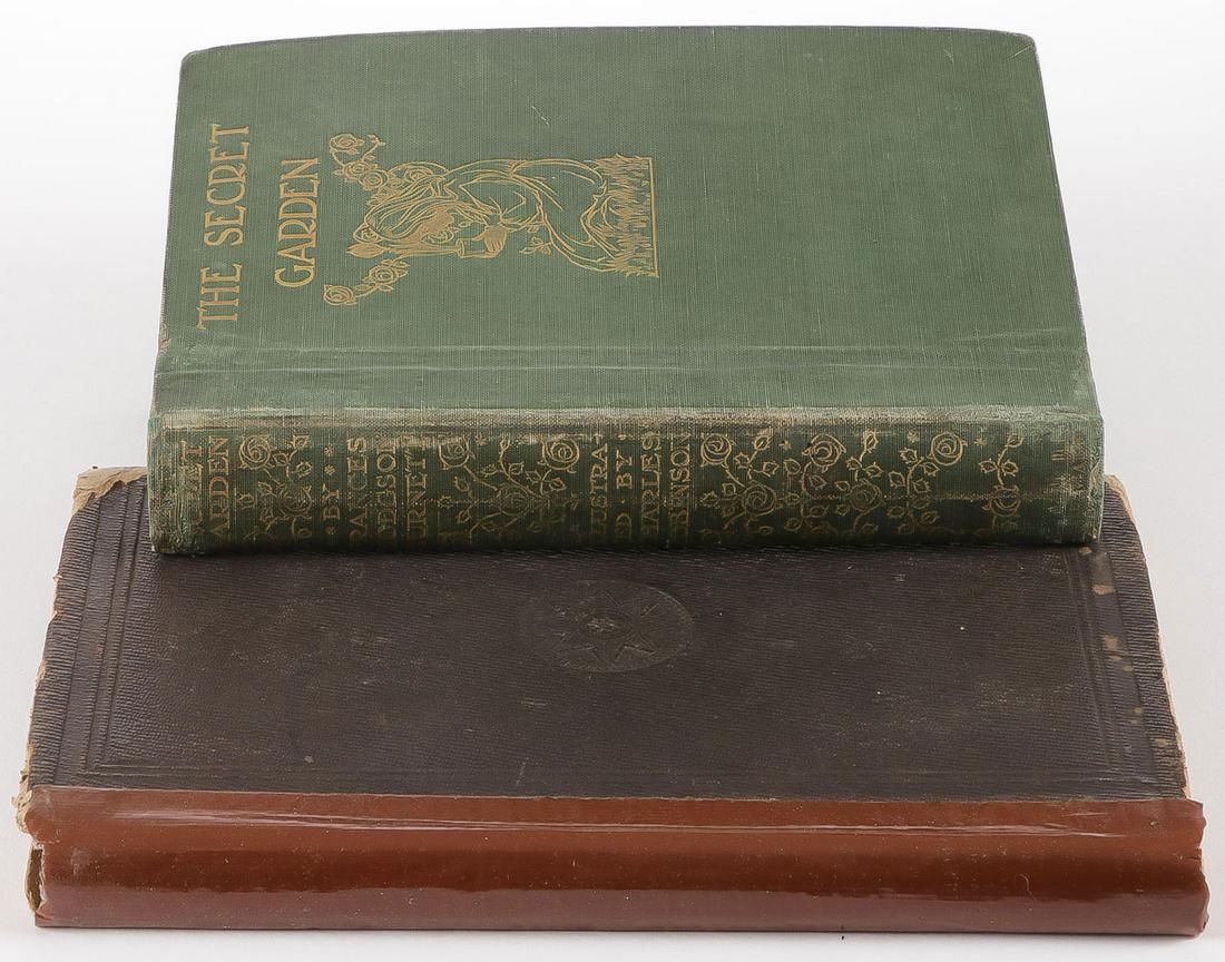 1ST EDITION SECRET GARDEN & 1865 LINCOLN BIO: 1ST EDITION SECRET GARDEN & 1865 LINCOLN BIO. Comprising two antique books, the first being a first edition "The Secret Garden", BURNETT (F Hodgson), illustrated by Charles Robinson, London: William H