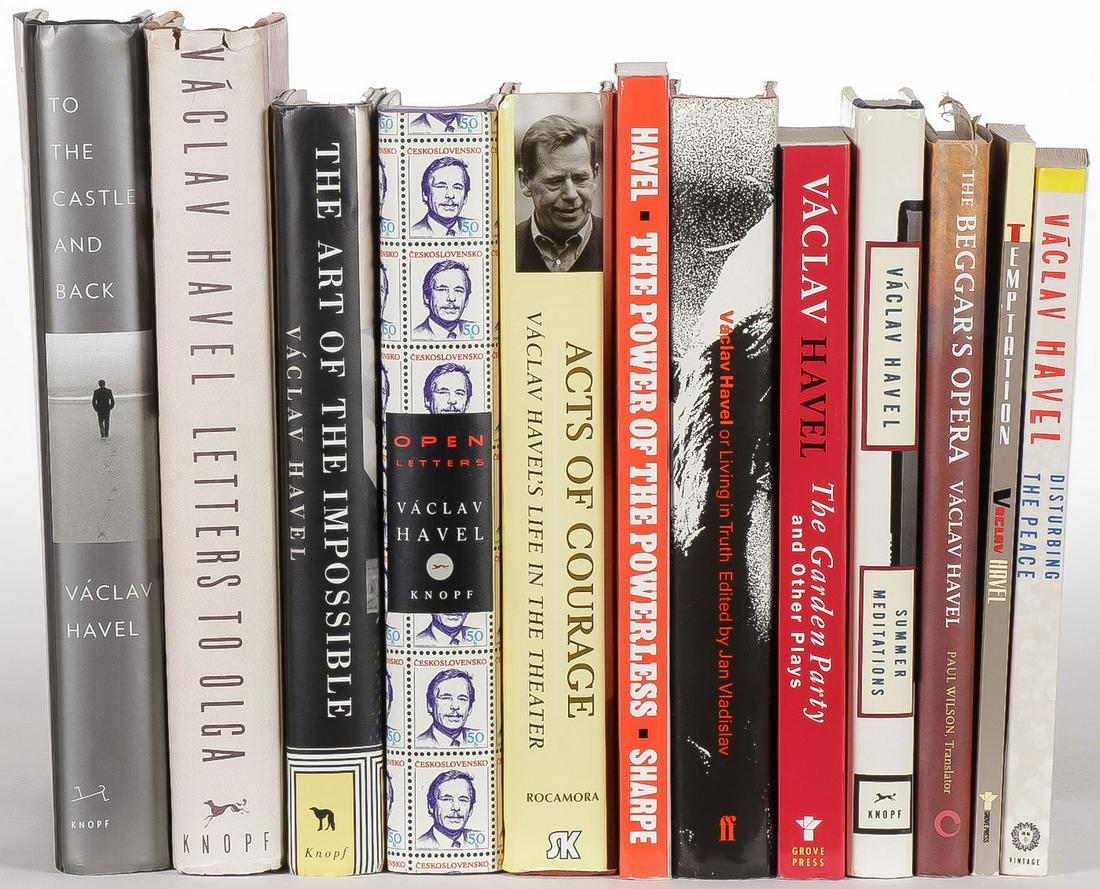 SUBSTANTIAL SIGNED VACLAV HAVEL LIBRARY: SUBSTANTIAL SIGNED VACLAV HAVEL LIBRARY. Comprising 12 books written by or about Vaclav Havel and signed by Havel, including, "Letters to Olga," Alfred A. Knopf, 1988; "Open Letters; Selected writings