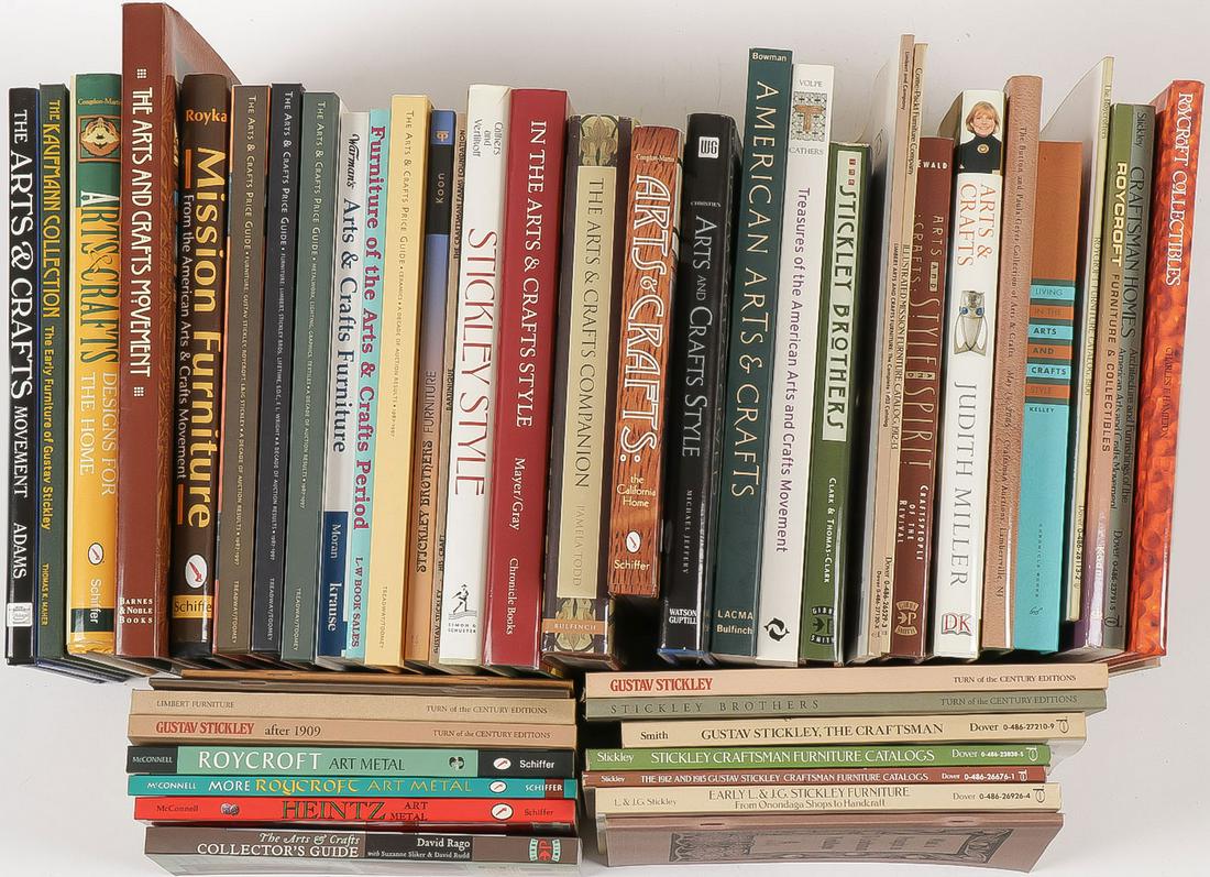 GOOD GROUP ARTS & CRAFTS REFERENCE BOOKS: GOOD GROUP ARTS & CRAFTS REFERENCE BOOKS. Comprising 47 individual publications, the majority on Arts & Crafts furniture and decorative arts, including many examples on Stickley and Roycroft. Titles i