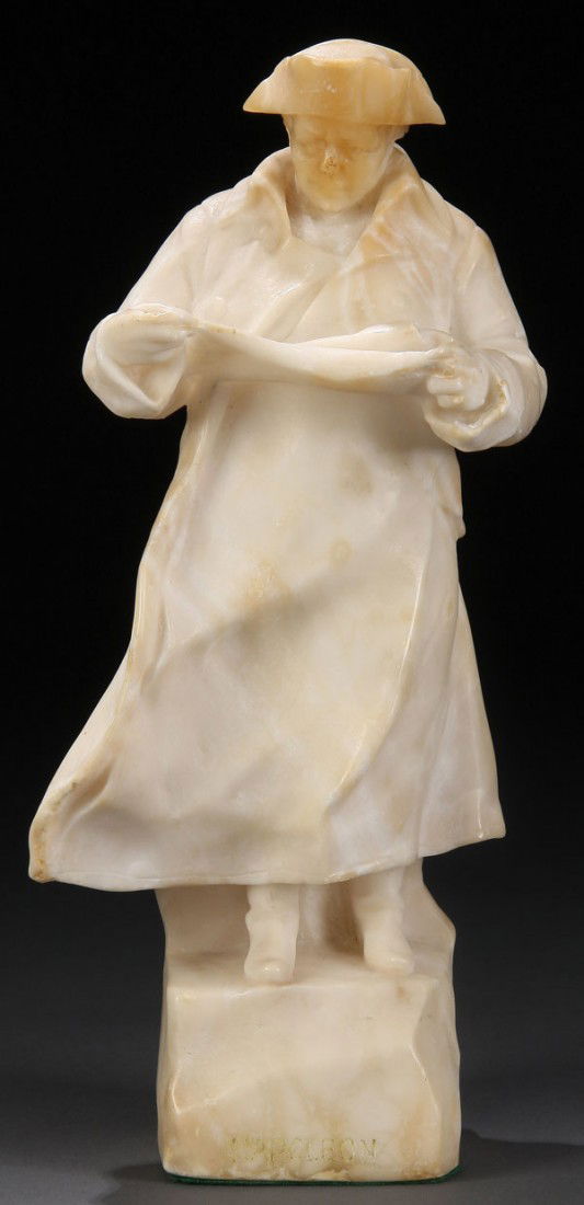 CARVED ALABASTER, THOMAS BALL: THOMAS BALL (American 1819-1911) Napoleon - 1905 Carved alabaster Titled, signed and dated 1905 N.J. Height 11.25 inches