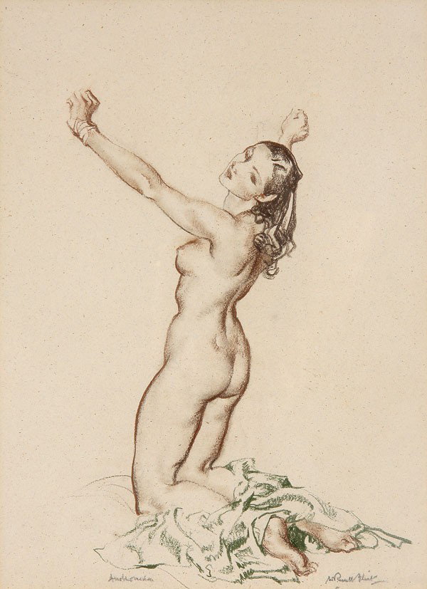 DRAWING, SIR WILLIAM RUSSELL FLINT : SIR WILLIAM RUSSELL FLINT (British 1880-1969) Andromeda No. 3 Pencil and colored pencil Signed lower right and titled lower left 12 inches x 12 inches (30.5 x 30.5 cm)
