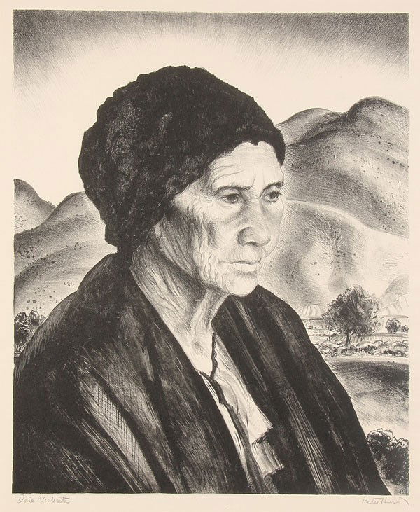 AAA LITHOS, PETER HURD: PETER HURD (American 1904-1984) Doña Nestorita AAA lithograph Signed in pencil lower right and titled lower left 13.25 inches x 10.75 inches