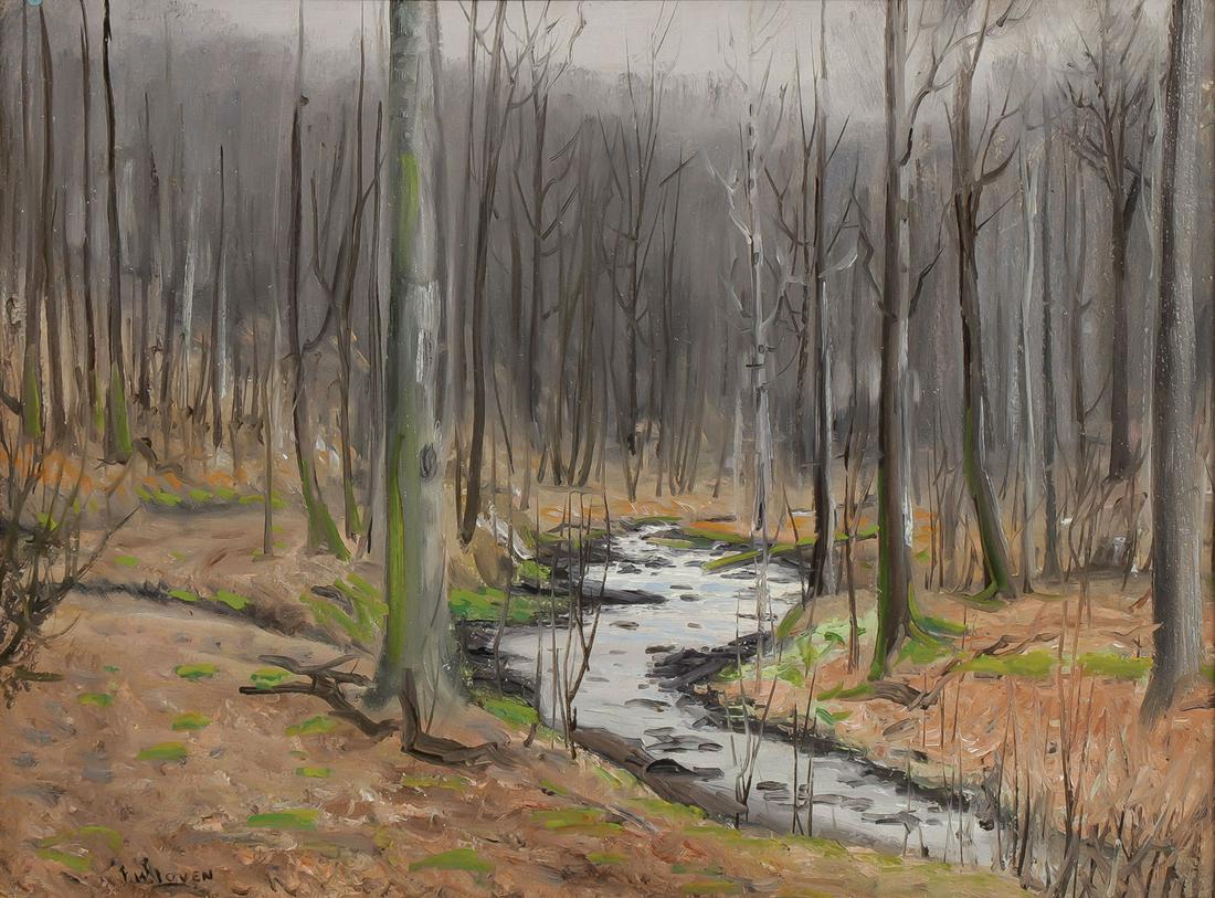 GOOD AMERICAN OIL LANDSCAPE, LOVEN: FRANK W. LOVEN (American 1868-1941) Early Spring Landscape Oil on board Signed lower left 12 inches x 16 inches SHIPPING NOTICE: Jackson's is your sole and only s