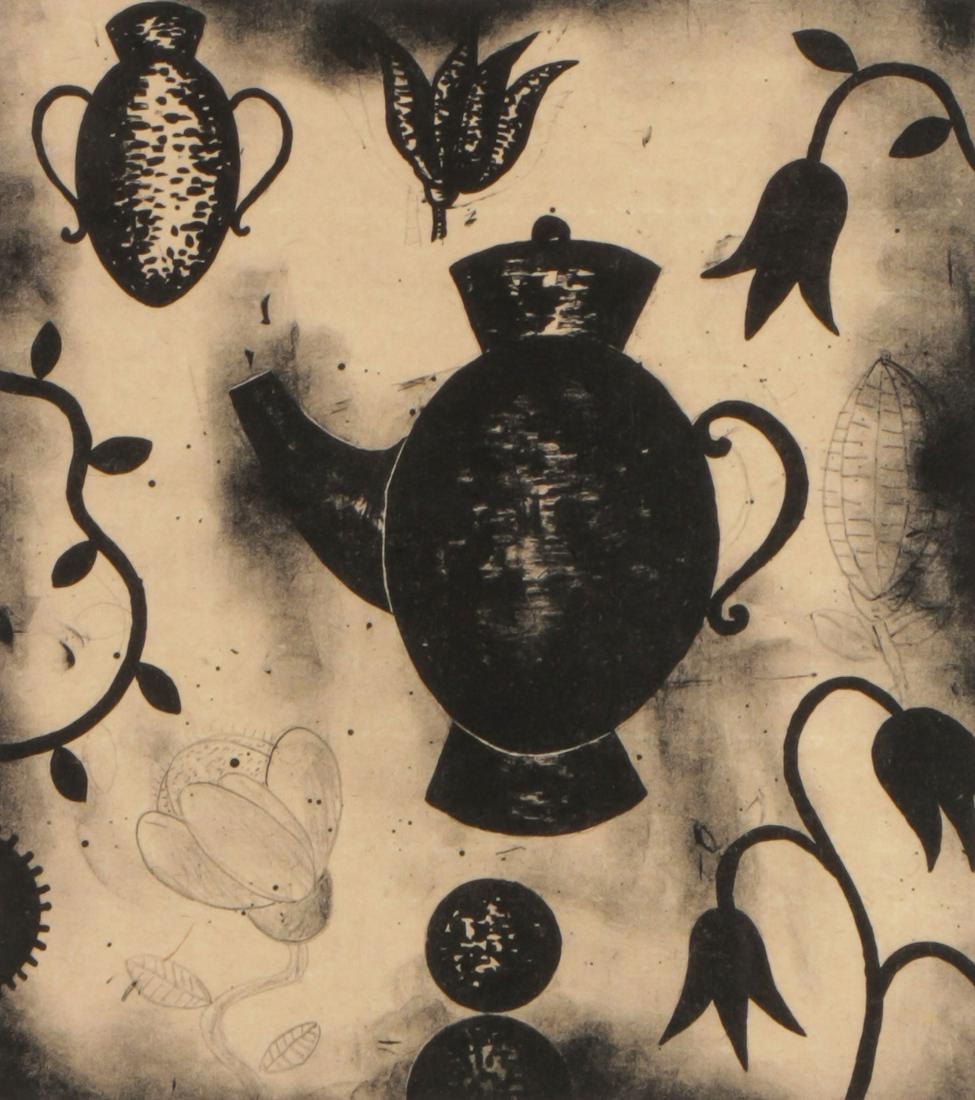 TWO SIGNED FRAMED MODERN ART PRINTS DAN RIZZIE: DAN RIZZIE (American b. 1951-)Little Wing- 1988 and The Moon and the Teapot -1989A pair of prints Each signed and dated lower right and editioned lower left (37/40 and 20/25)Contained in matc