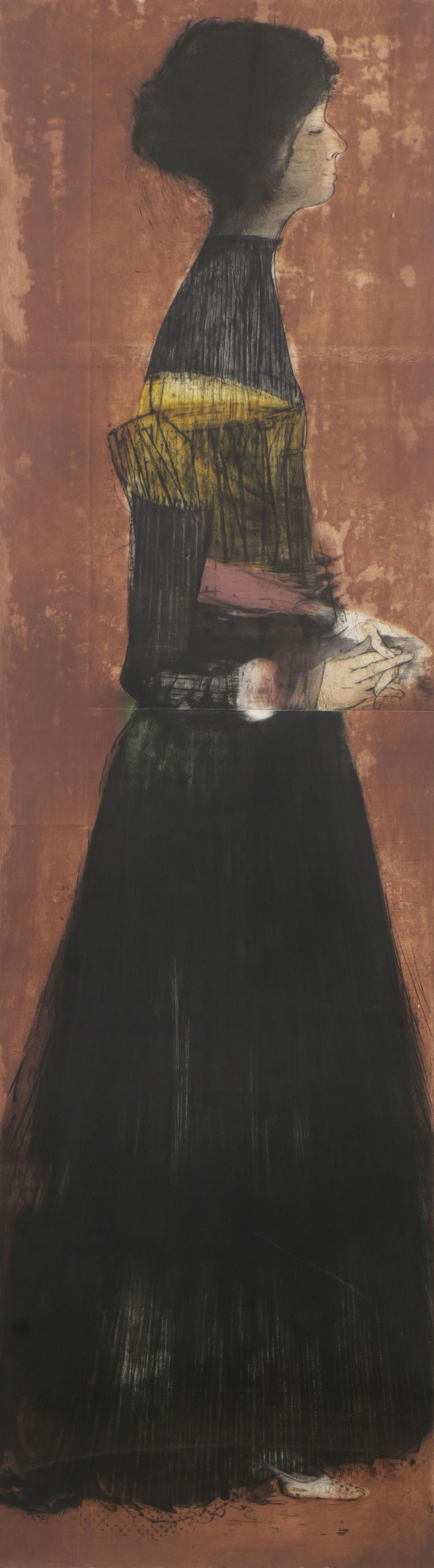 LARGE MAURICIO LASANSKY ETCHING LA JIMENA: MAURICIO LEIB LASANSKY (American 1914-2021)La Jimena- 1960/61Engraving and etching with drypointSigned, titled, and editioned AP lower right41 inches x 19 inches, contained in a glazed frame