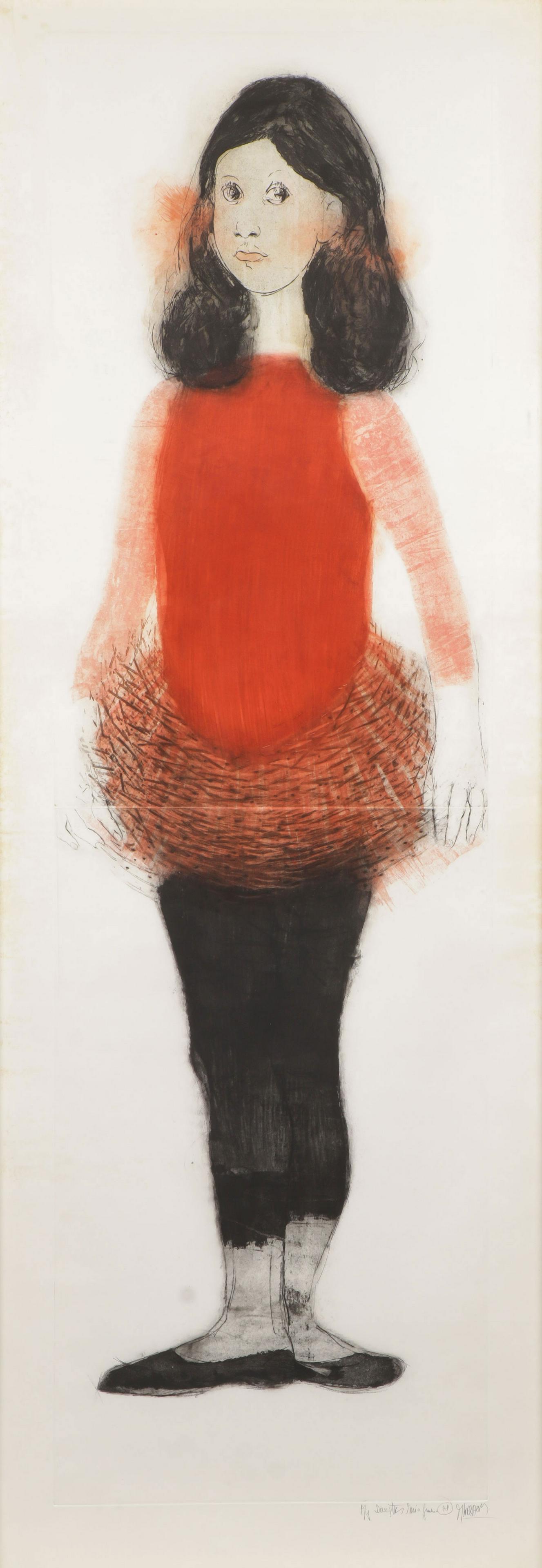 LARGE MAURICIO LASANSKY ETCHING MARIA JIMENA: MAURICIO LEIB LASANSKY (American 1914-2021)My Daughter Maria Jimena- 1959Engraving, etching, and aquatintSigned, titled, and editioned AP lower right 69 inches x 20.5 inches, contained in a g